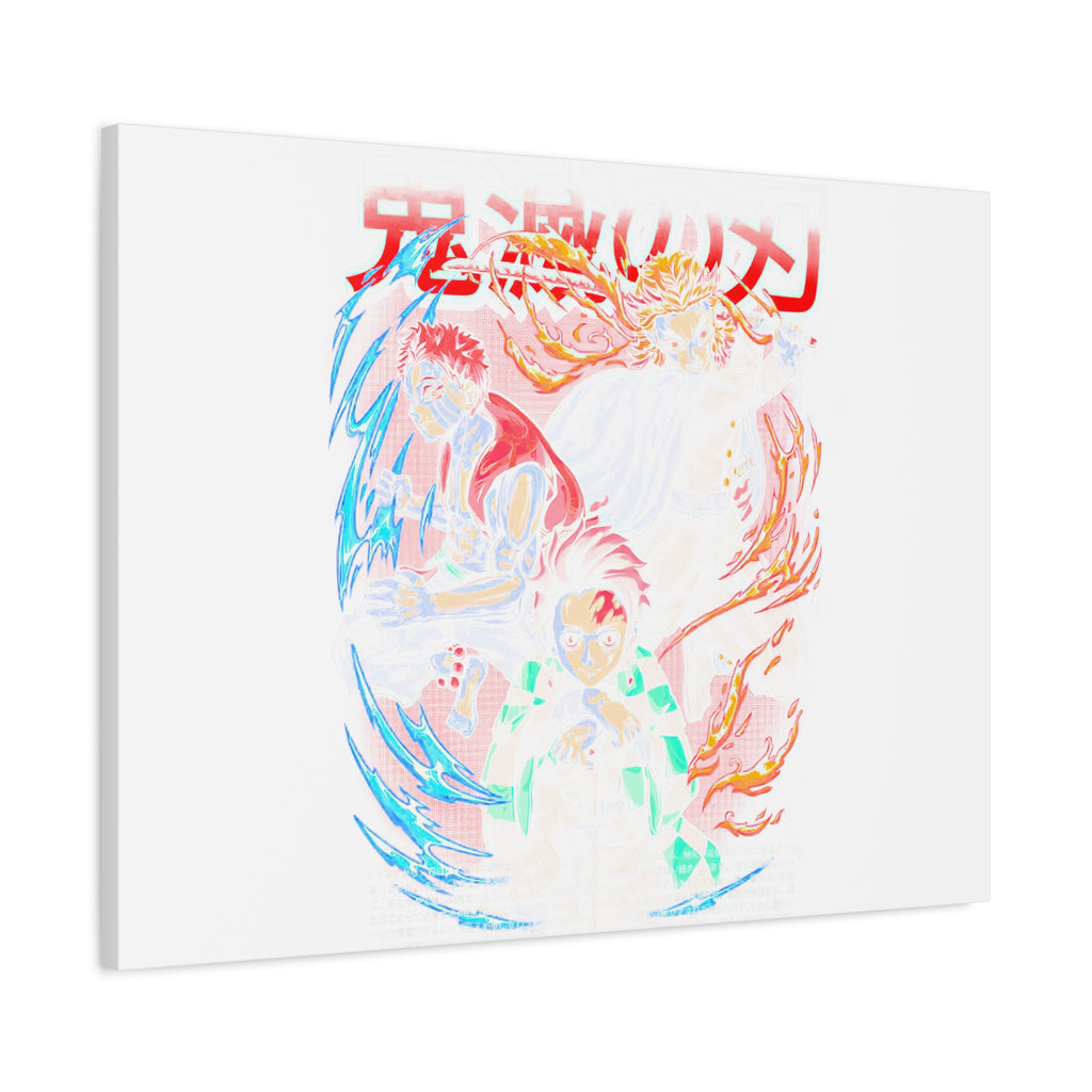 Anime Canvas Wall Art — Demon Slayer Tanjiro & Rengoku Matte Stretched Print