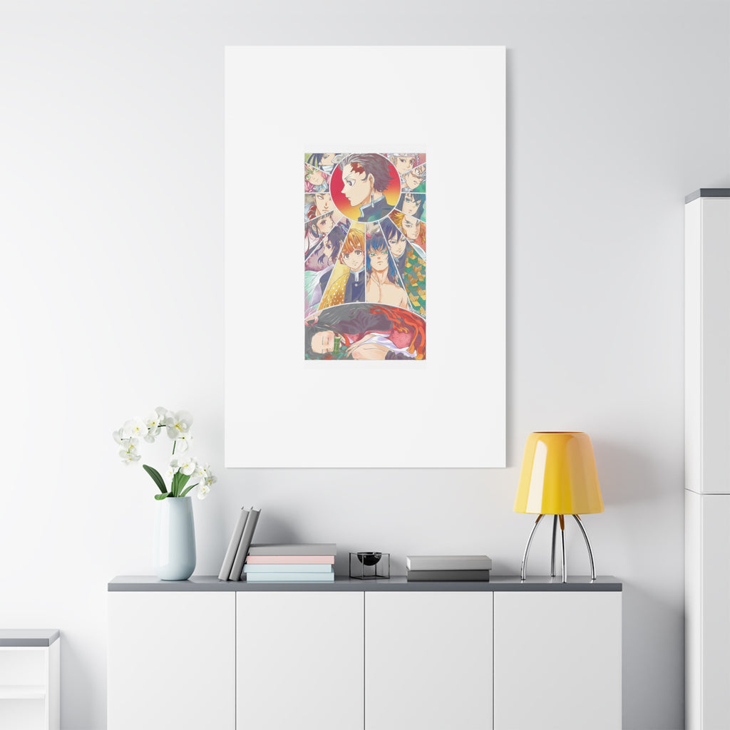 Anime Character Collage Matte Canvas Print - Stretched Wall Art