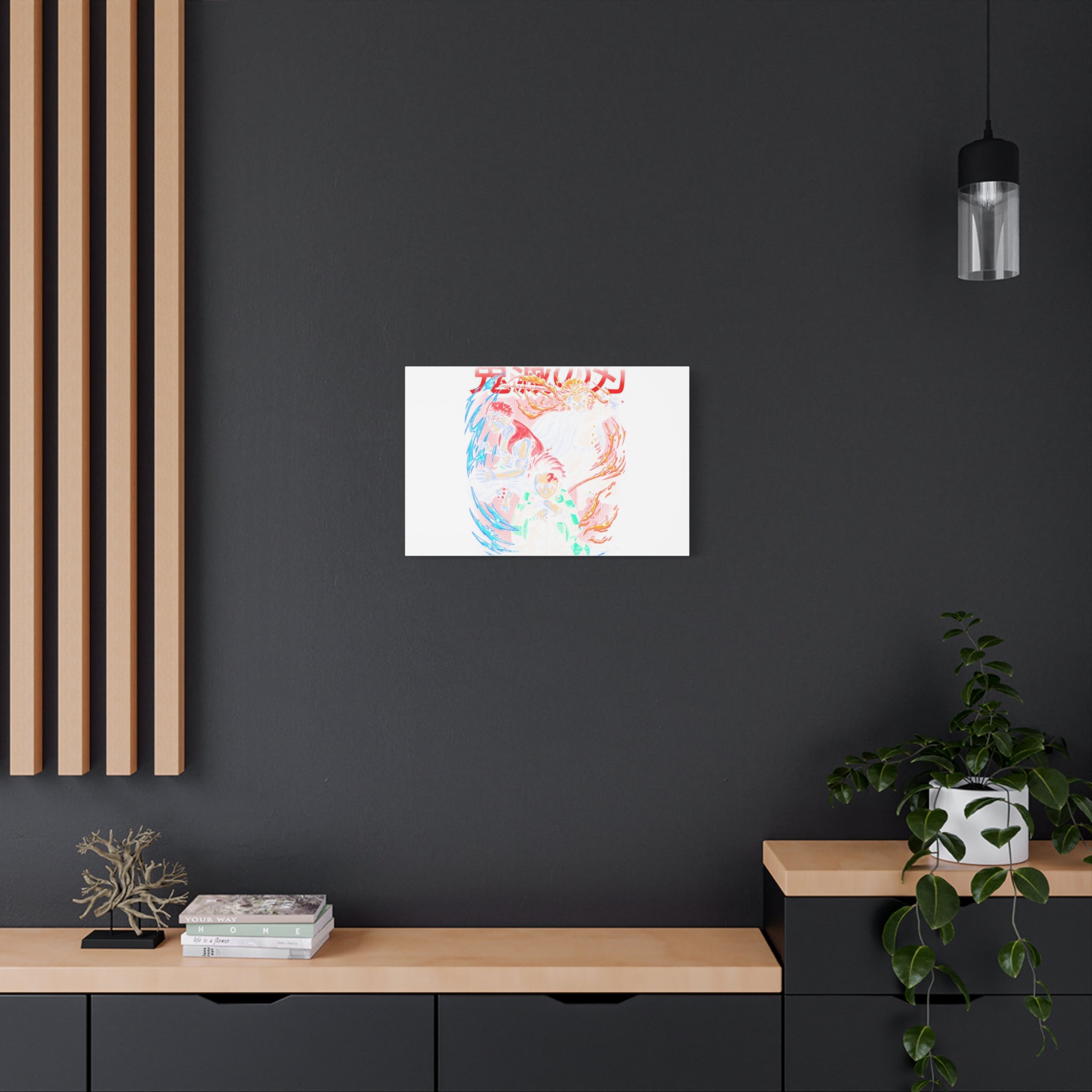 Anime Canvas Wall Art — Demon Slayer Tanjiro & Rengoku Matte Stretched Print
