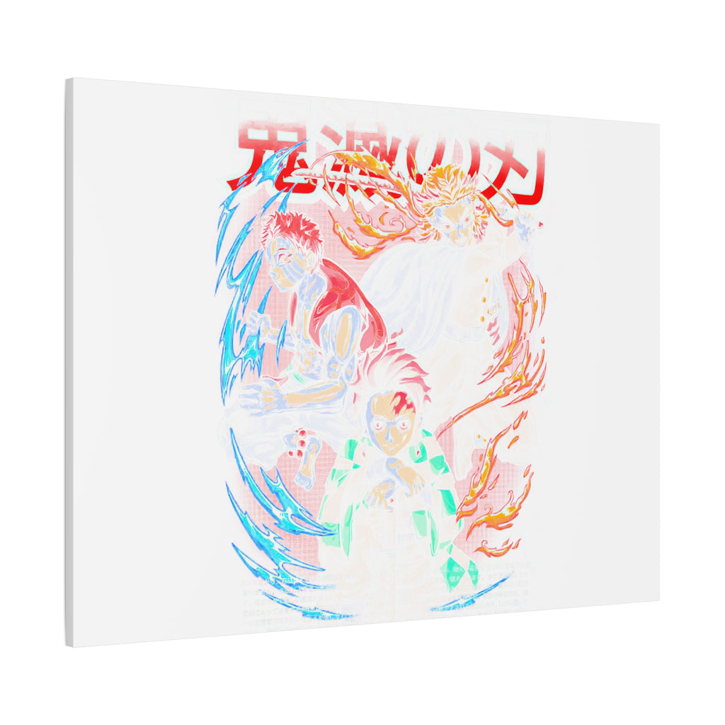 Anime Canvas Wall Art — Demon Slayer Tanjiro & Rengoku Matte Stretched Print