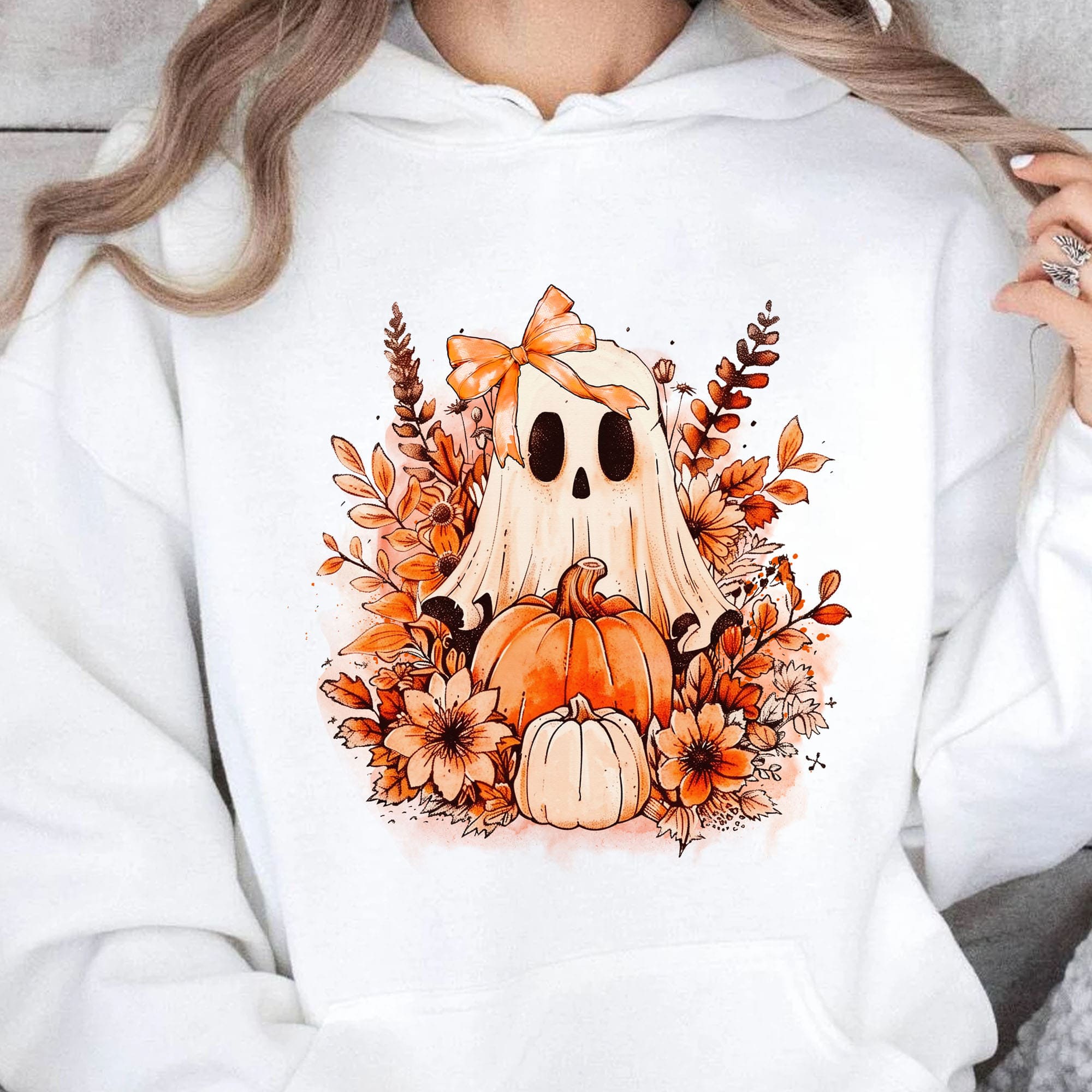 Retro Ghost Pumpkin, Spooky Ghost Shirt, Fall Halloween Shirt, Halloween Sweatshirt T1337