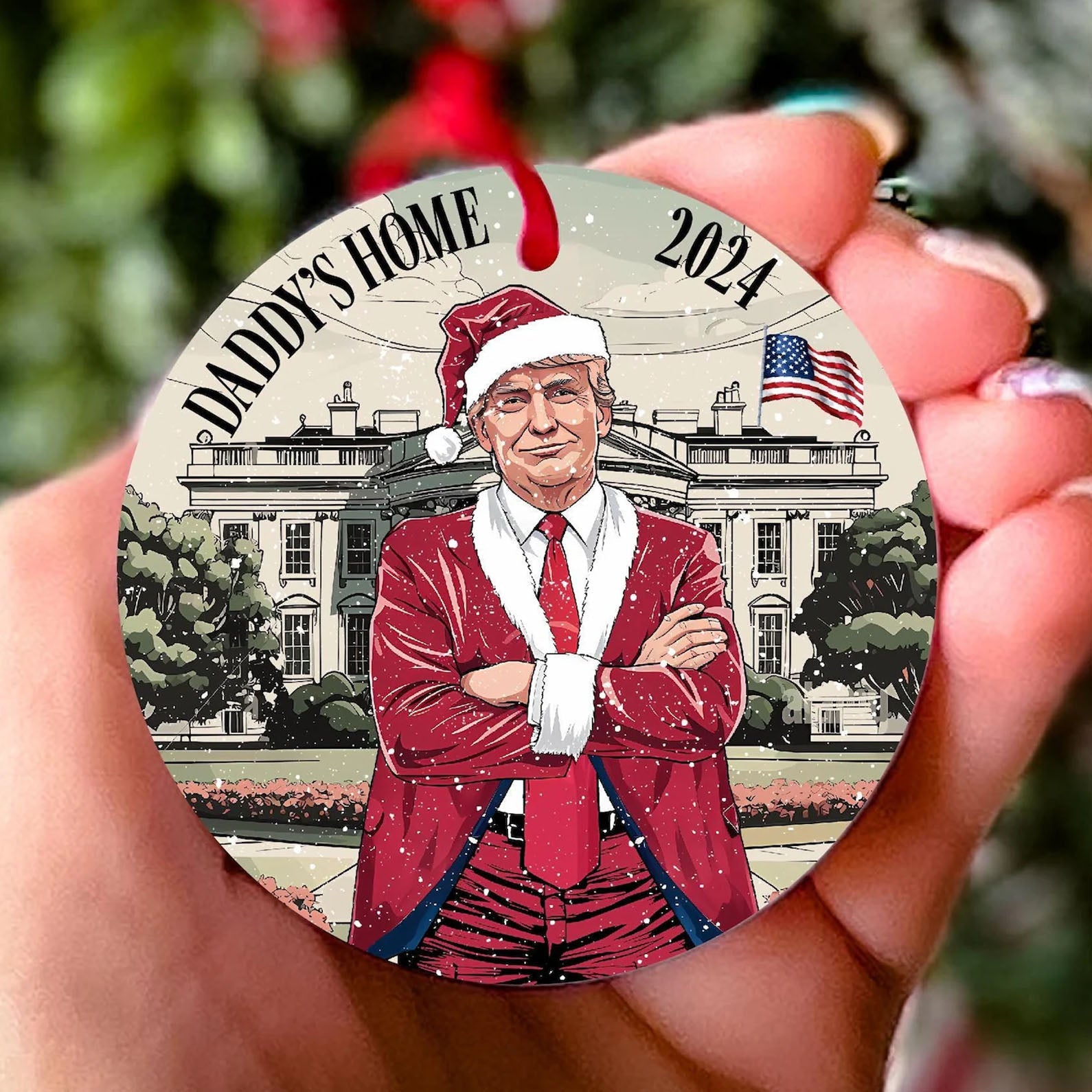 Daddy's Home Trump Ornament, Funny Trump Ornament, Donald Trump Christmas 45 47 President Acrylic Ornament C1393 - GOP