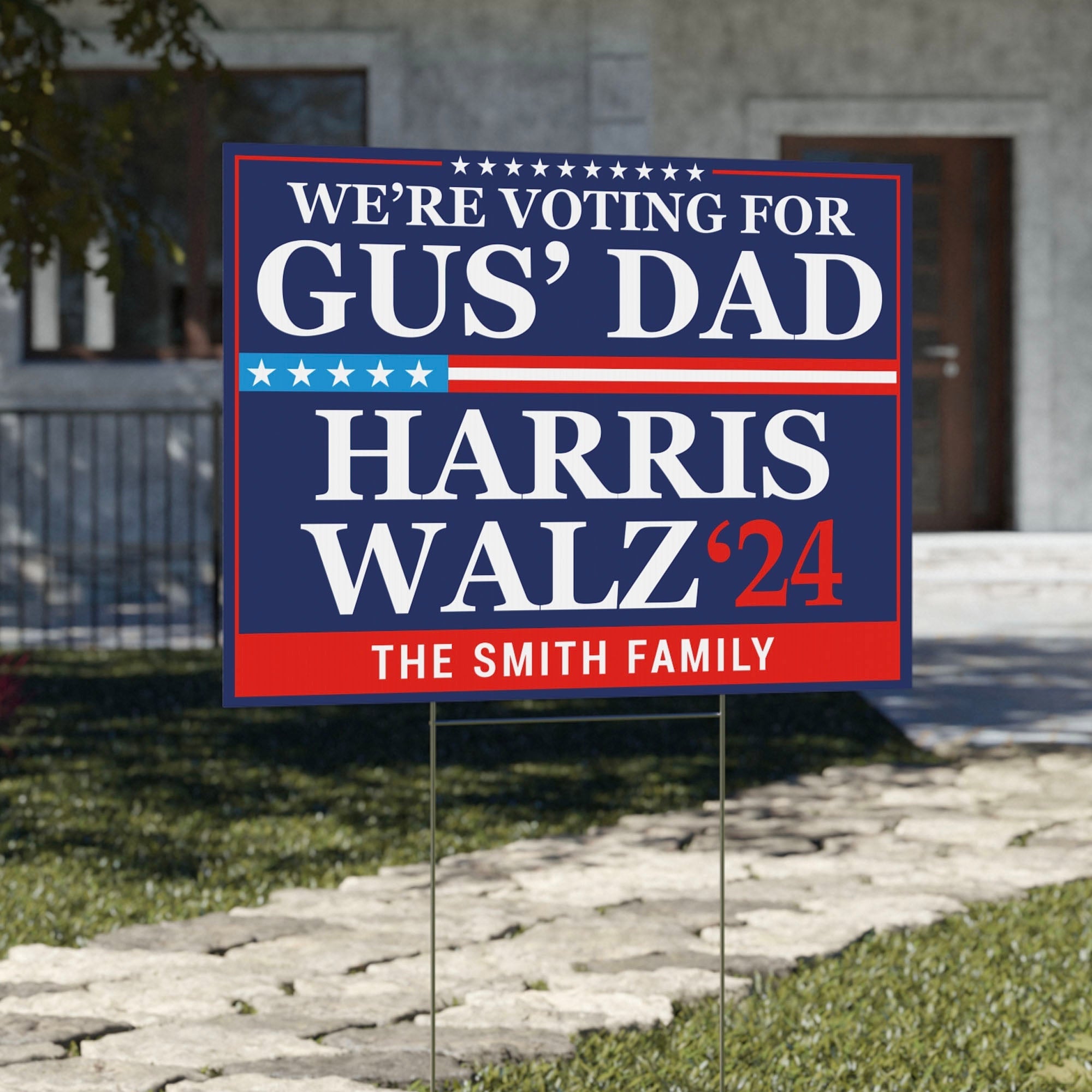 We're Voting for Gus' Dad Harris Walz 2024 | Kamala Harris 2024 Yard Sign | Tim Walz Democrat Yard Sign C1424 - KH2