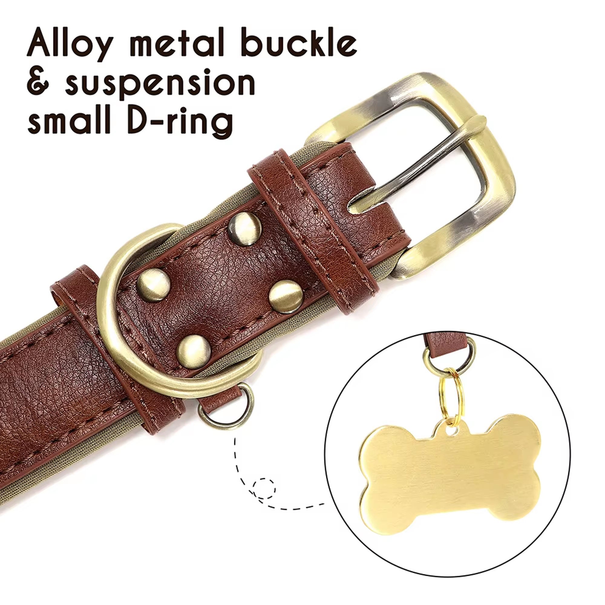 Personalized Dog Collar, Custom Engraved PU Leather Dog Collars, Free Engraving ID Tag Nameplate For Small Medium Large Dogs - C1515