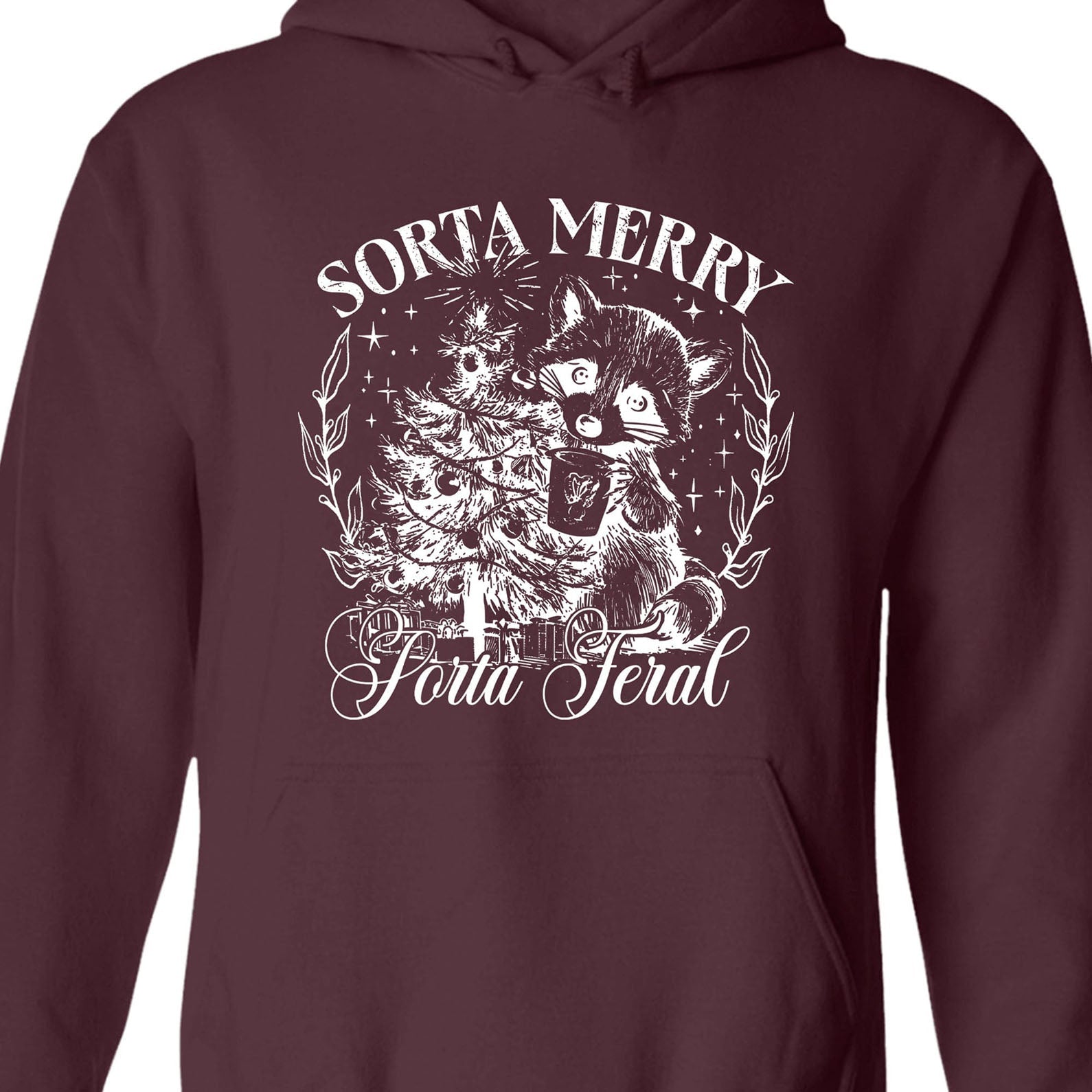Sorta Merry Sorta Feral, Funny Christmas Raccoon Coquette, Trendy Christmas Vintage Sweatshirt T1654