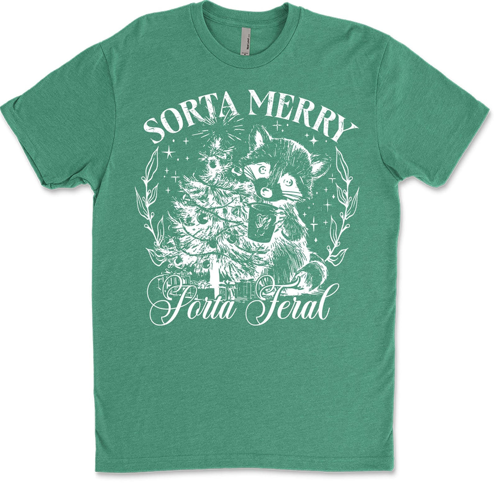 Sorta Merry Sorta Feral, Funny Christmas Raccoon Coquette, Trendy Christmas Vintage Sweatshirt T1654