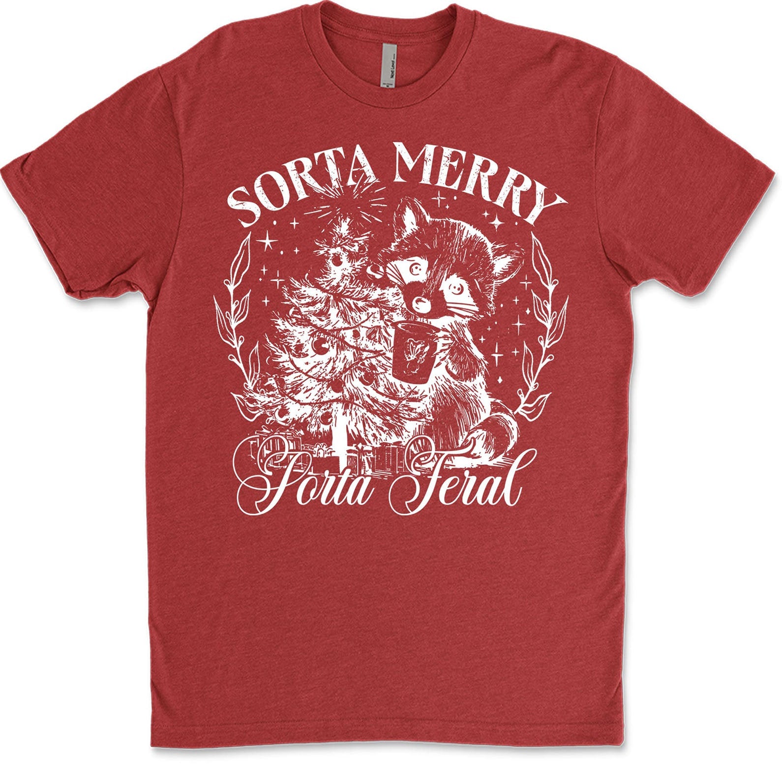 Sorta Merry Sorta Feral, Funny Christmas Raccoon Coquette, Trendy Christmas Vintage Sweatshirt T1654