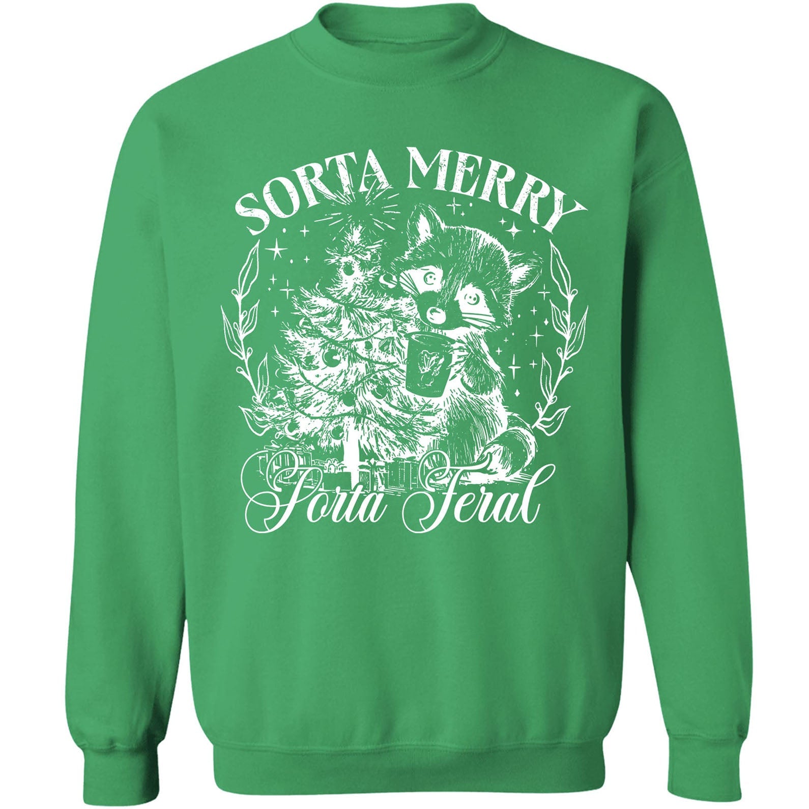 Sorta Merry Sorta Feral, Funny Christmas Raccoon Coquette, Trendy Christmas Vintage Sweatshirt T1654