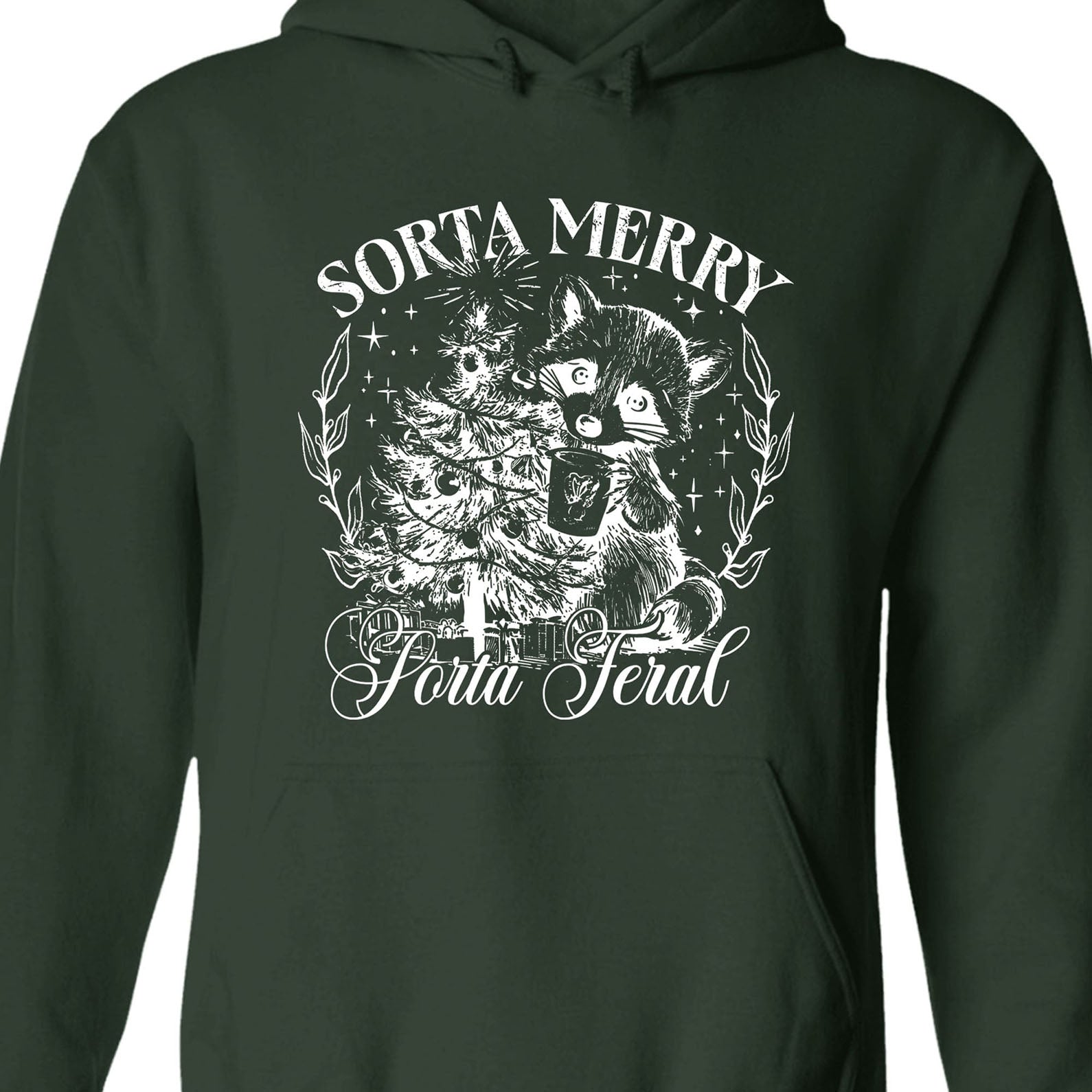 Sorta Merry Sorta Feral, Funny Christmas Raccoon Coquette, Trendy Christmas Vintage Sweatshirt T1654