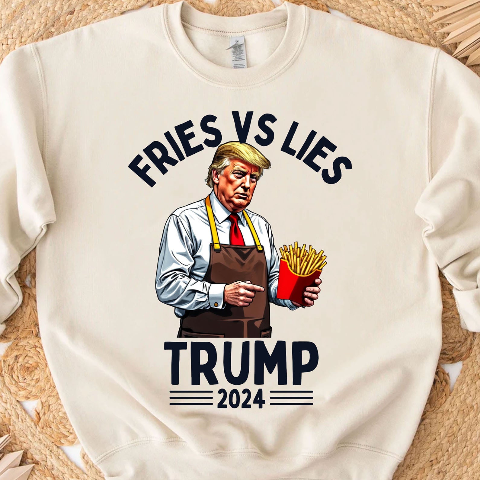 Trump Fries vs Lies Sweatshirt, Trump Presidential Trump McDonald Sweatshirt, Trump Supporters 2024 Ugly Sweatshirt T1683 - GOP