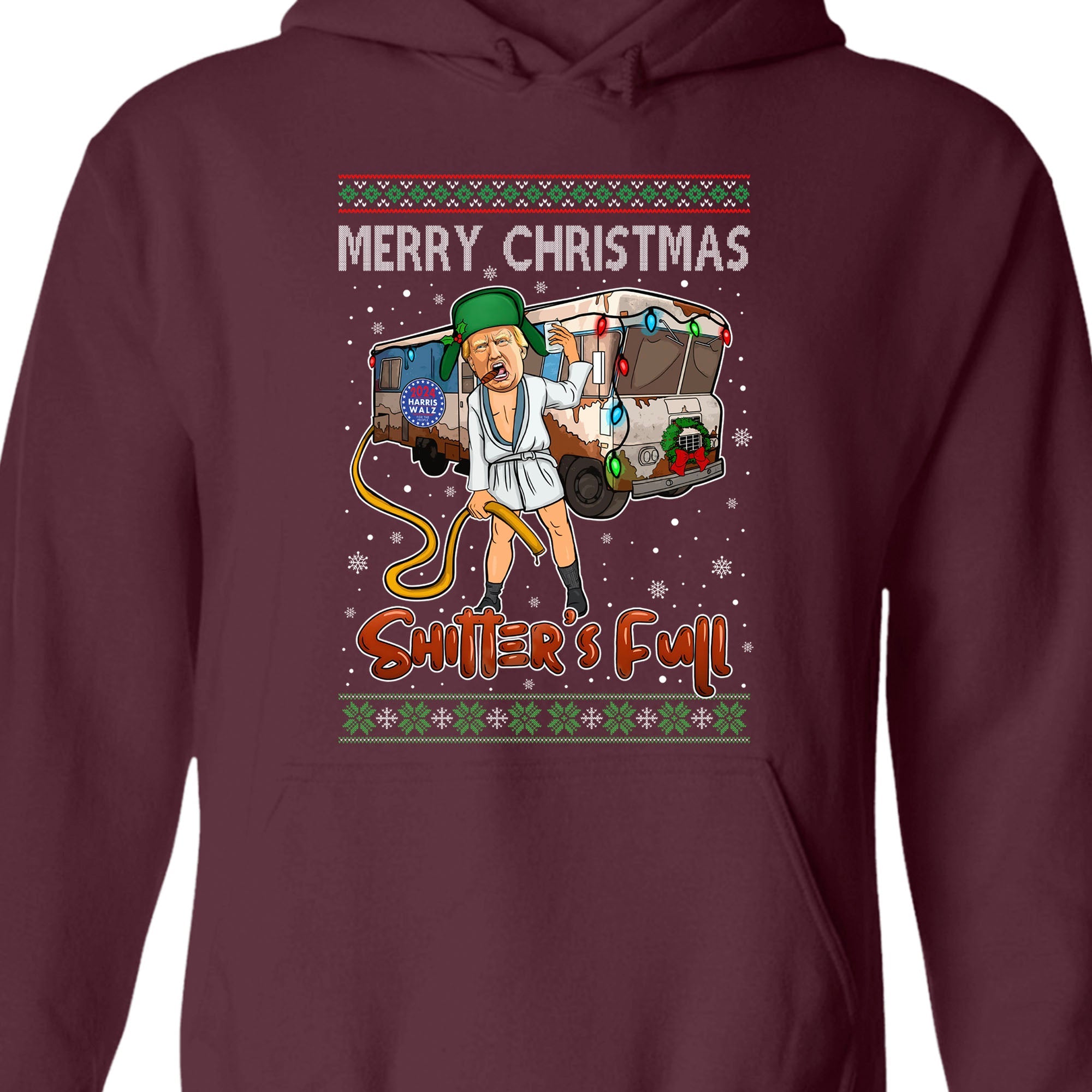 Trump 2024 Merry Christmas Shitter’s Full, Funny Trump Christmas Shirt, Trump 47th President Sweatshirt Dark T1757 - GOP