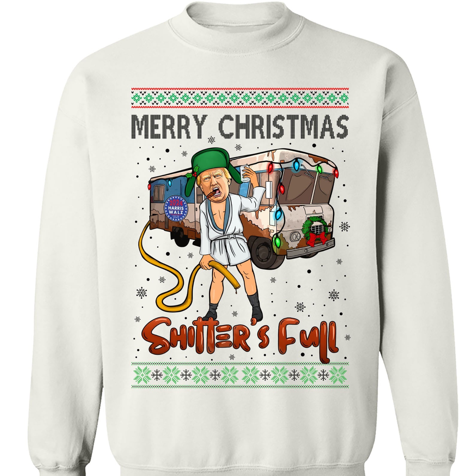 Trump 2024 Merry Christmas Shitter’s Full, Funny Trump Christmas Shirt, Trump 47th President Sweatshirt Bright T1757 - GOP