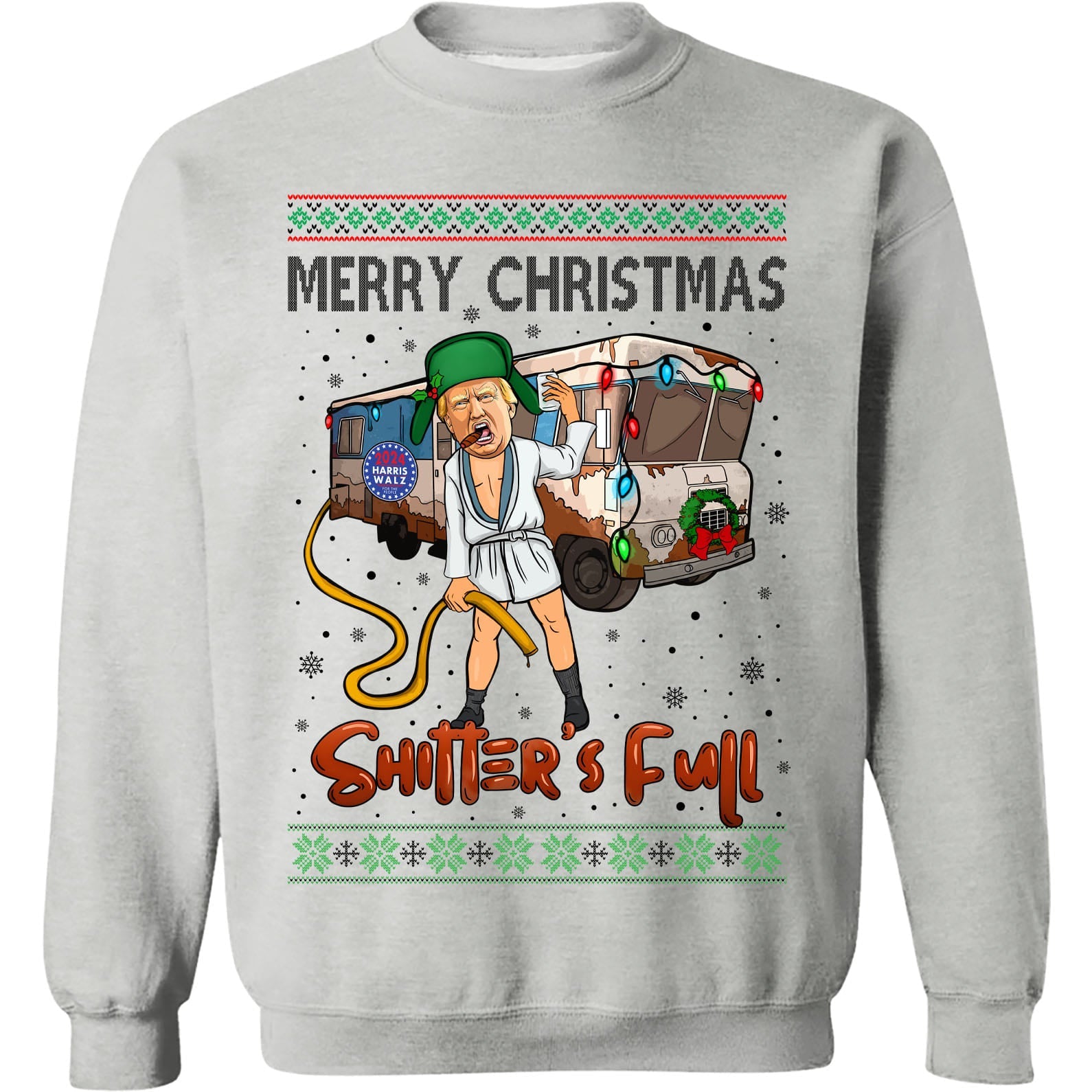 Trump 2024 Merry Christmas Shitter’s Full, Funny Trump Christmas Shirt, Trump 47th President Sweatshirt Bright T1757 - GOP