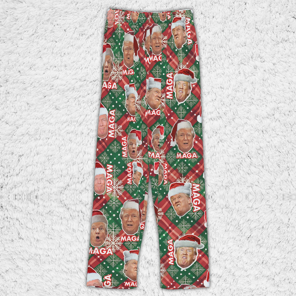 Funny Trump Face MAGA Pajamas,Trump Christmas Pajamas, Trump Won 2024 Pajamas M1776 - GOP