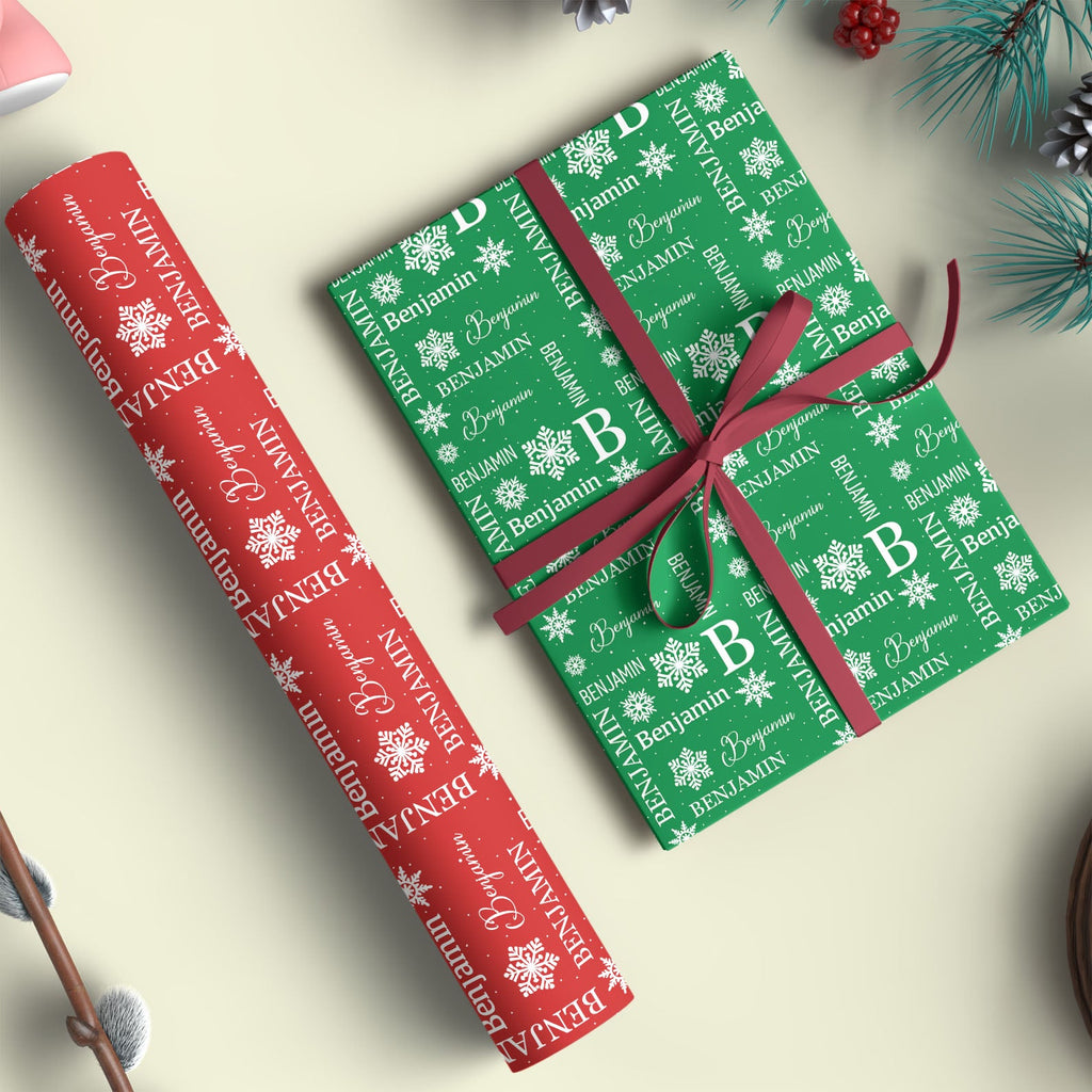 Personalized Name Christmas Snowflake Repeating Wrapping Paper | Custom Name Wrapping Paper | Custom Christmas Gift 681842 - WFD