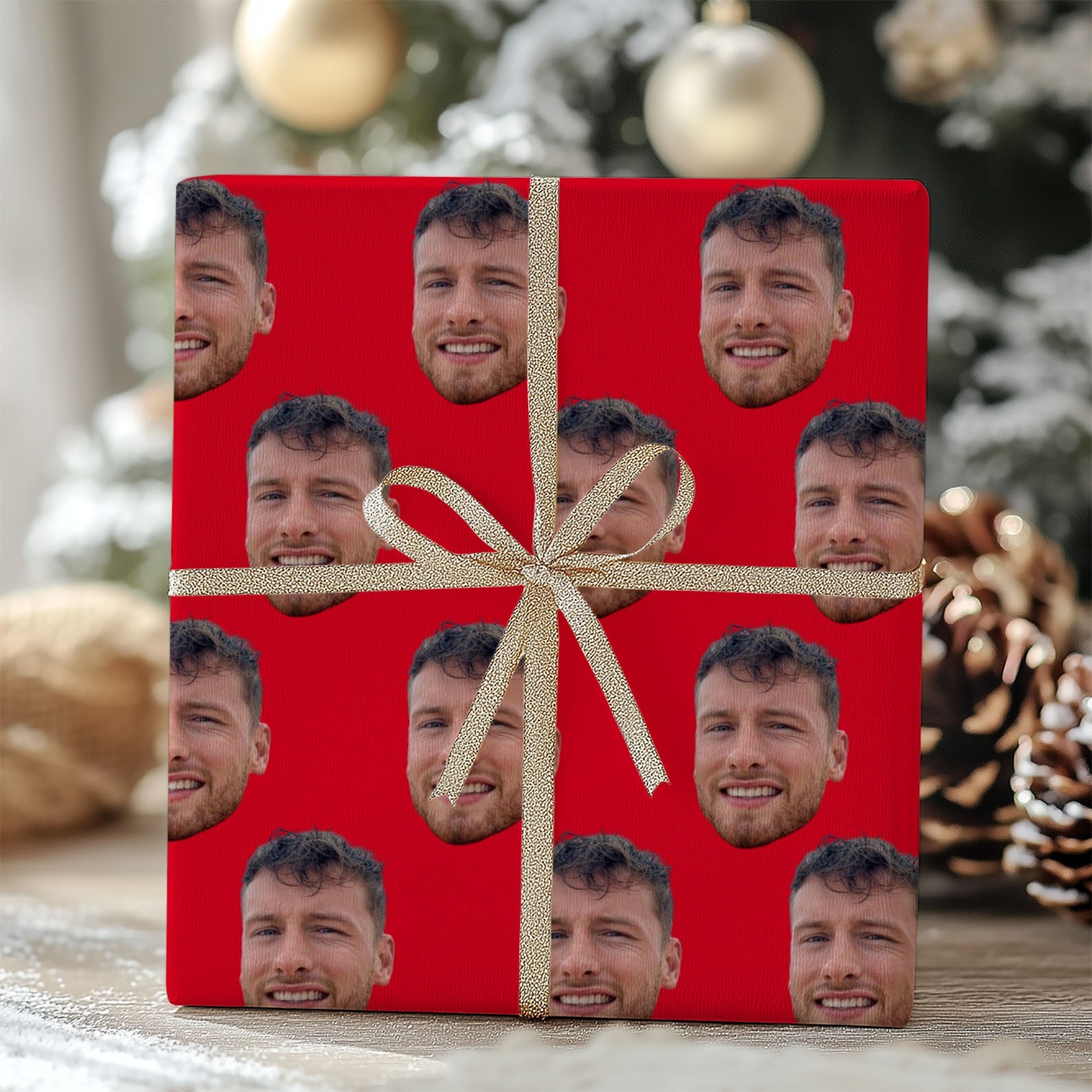 Personalised With ANY Face Wrapping Paper | Funny Heads Print, Unique Novelty Gift Wrap | Custom Christmas Gift for Dog Lovers 681843