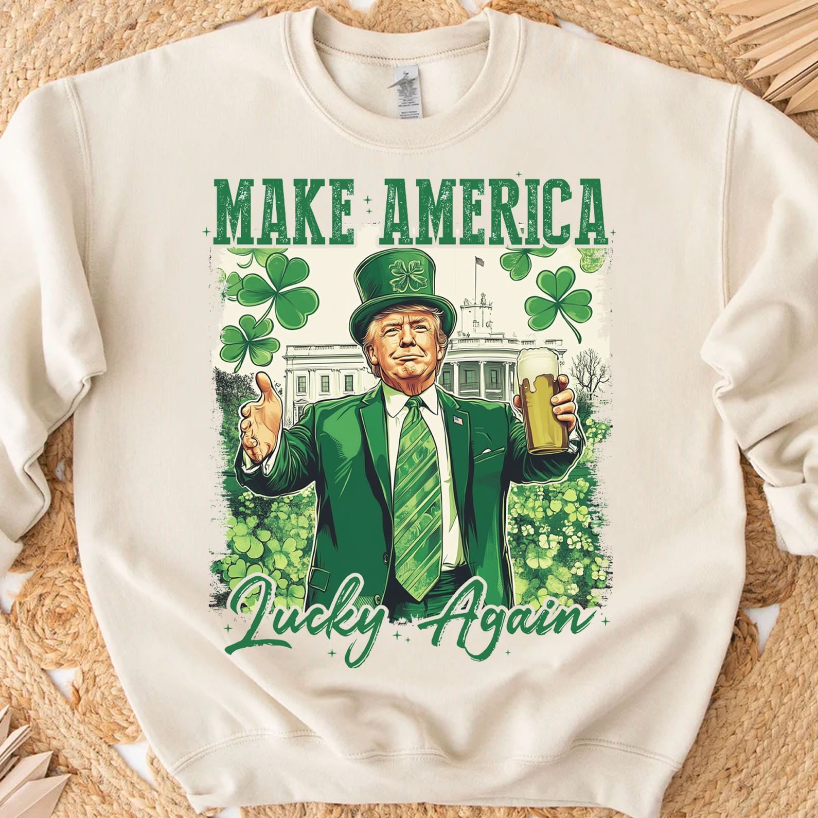 Make America Lucky Again, St Patricks Day Shirt, Funny Trump Shamrock Bright Shirt 681982