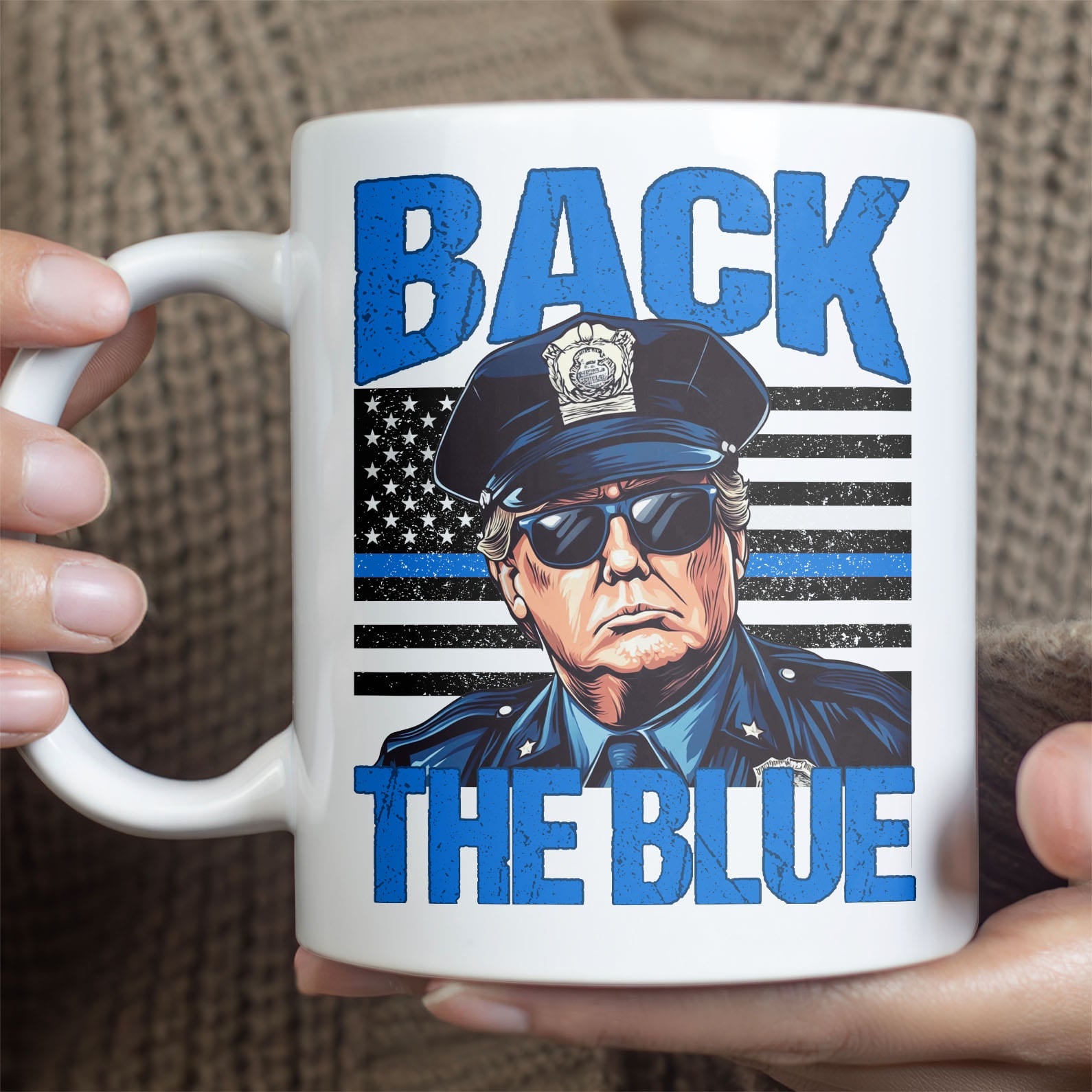 Trump Back The Blue Mug, Police For Trump Mug, Trump Cops Mug, Republicans White Mug  Accent Mug 681984 - GOP