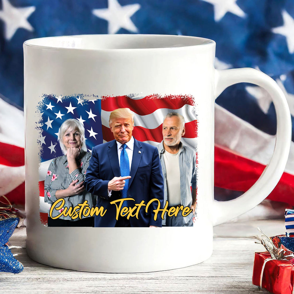 Happy Mother's Day Mug, Personalize Custom Photo with Trump Mug, Photo with Trump, Donald Trump President, Family Gift White Mug Accent Mug 682000 - GOP