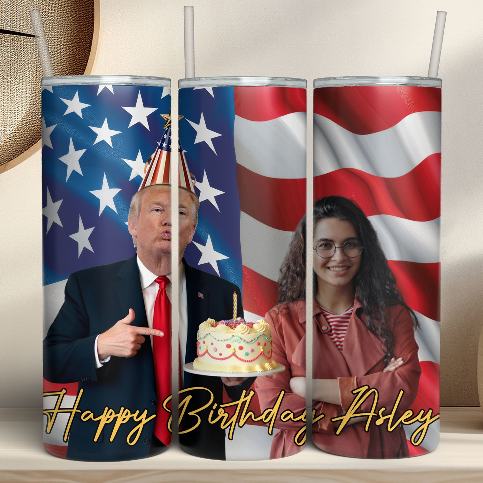 Happy Mother's Day | Personalize Photo Tumbler | Photo with Trump Skinny Tumbler | Gift For Mom 682000 - GOP