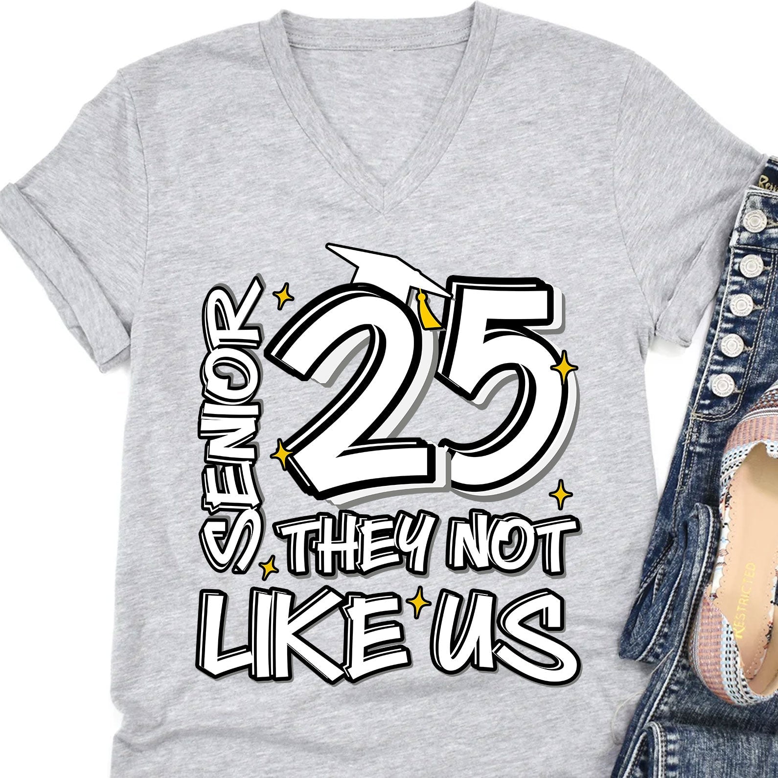 Senior 25, They Not Like Us, Graduation Bright Shirt Design, Class Of 2025, Graduation 2025 682026