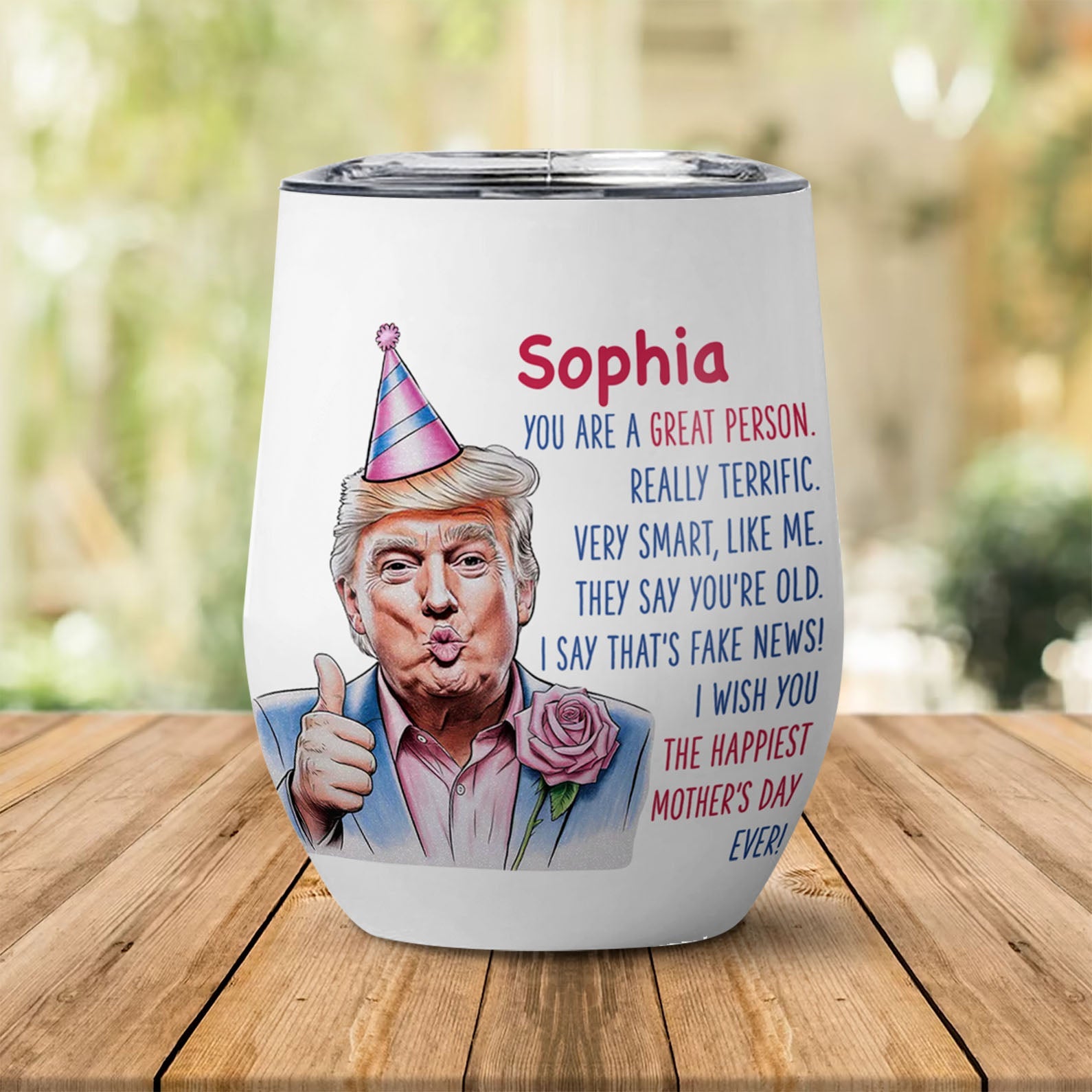 The Happiest Mother's Day Ever Tumbler, Personalized Custom Name 12oz Wine Tumbler, Gift For Mom, Gift For Wife 682088 - GOP