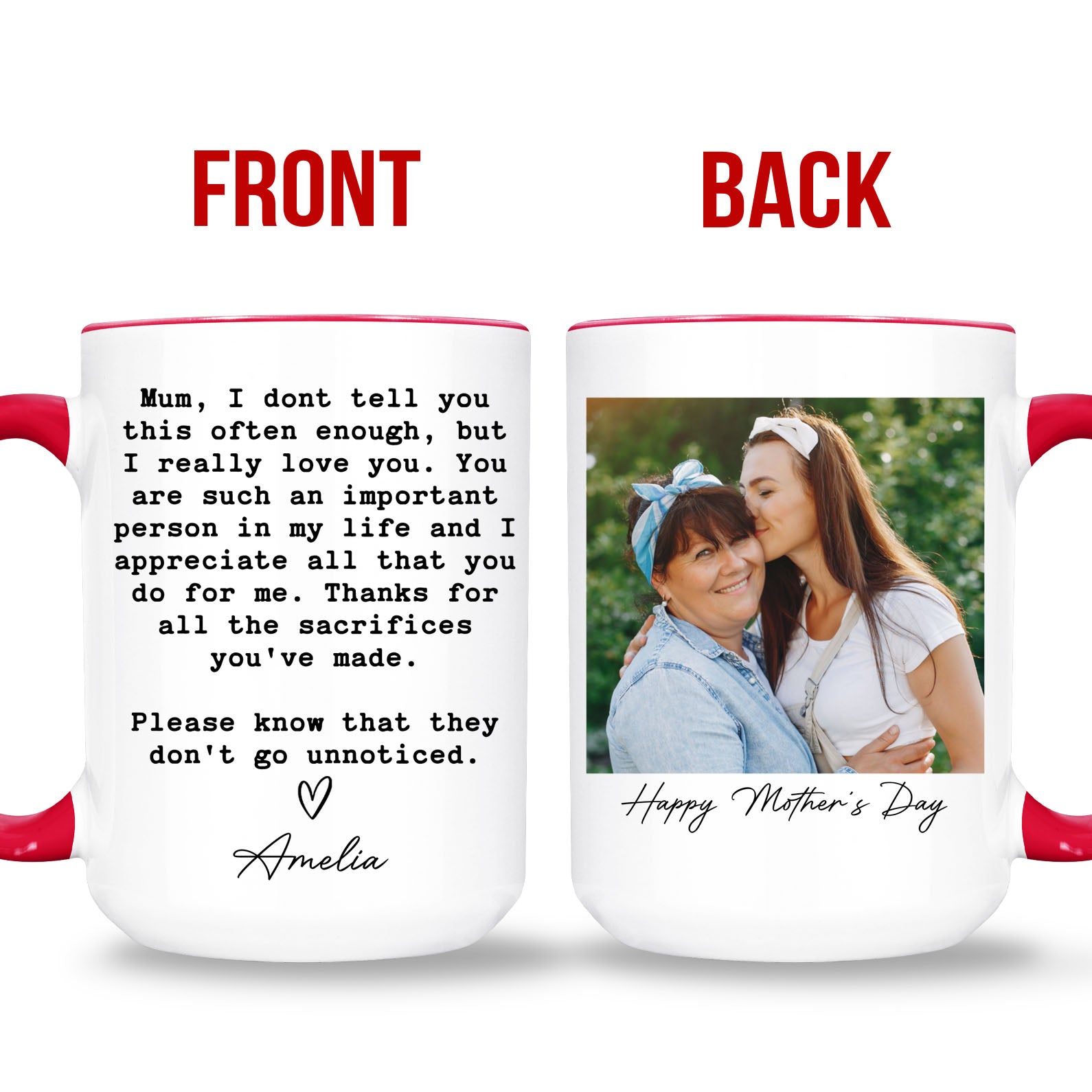 Mom Gift Custom Mug, Personalized Custom Name and Photo White Mug Accent Mug, Mother's Day Gift, Gift for Mom, Gift for Wife 682114
