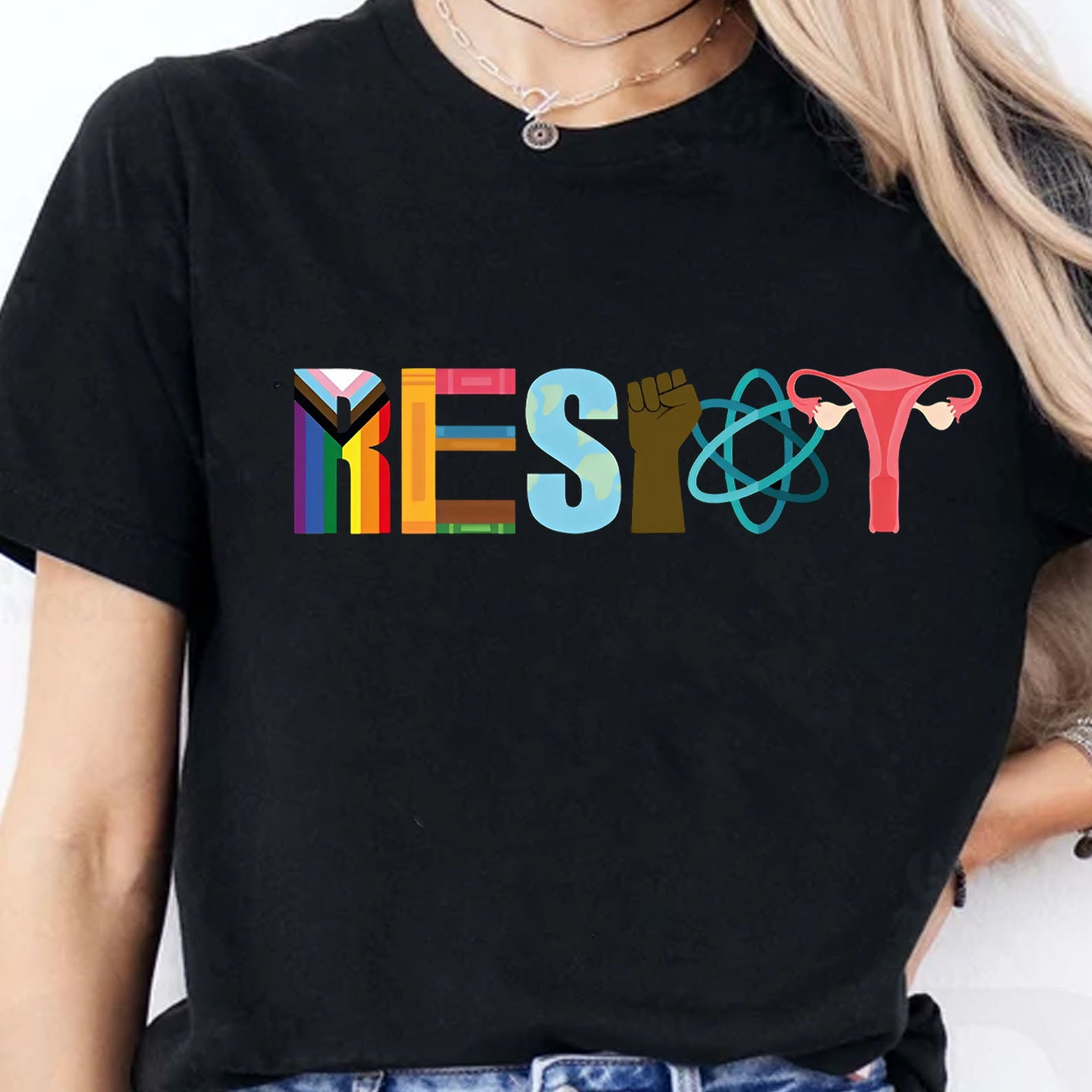 Resist with Pride, Power and Choice Shirt, 8647 Anti Trump Tee, Feminist Protest Dark Shirt 682203