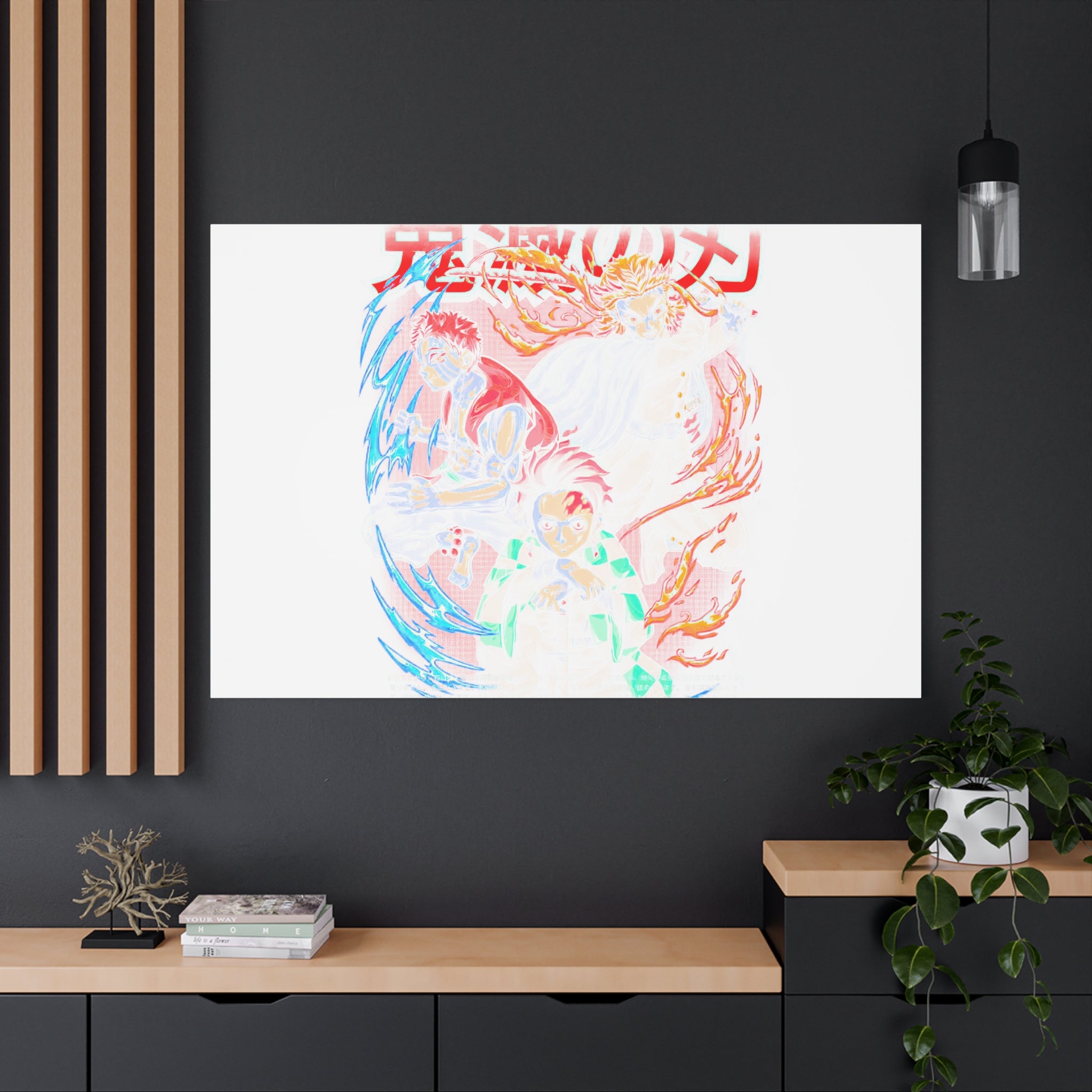 Anime Canvas Wall Art — Demon Slayer Tanjiro & Rengoku Matte Stretched Print