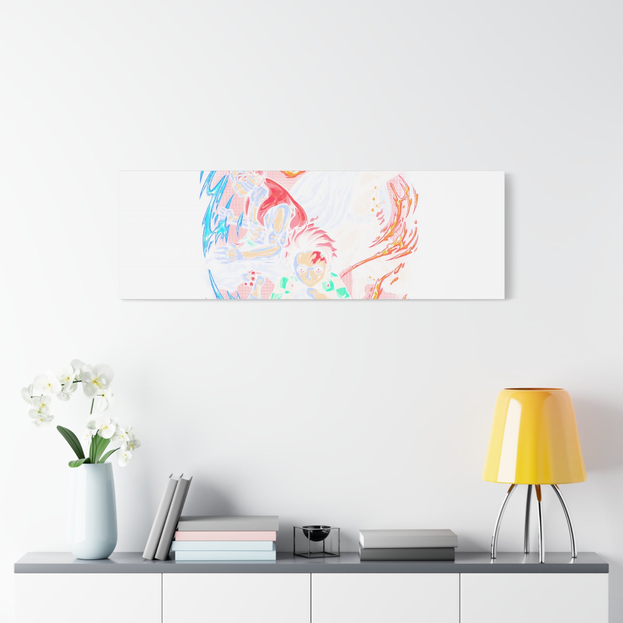 Anime Canvas Wall Art — Demon Slayer Tanjiro & Rengoku Matte Stretched Print