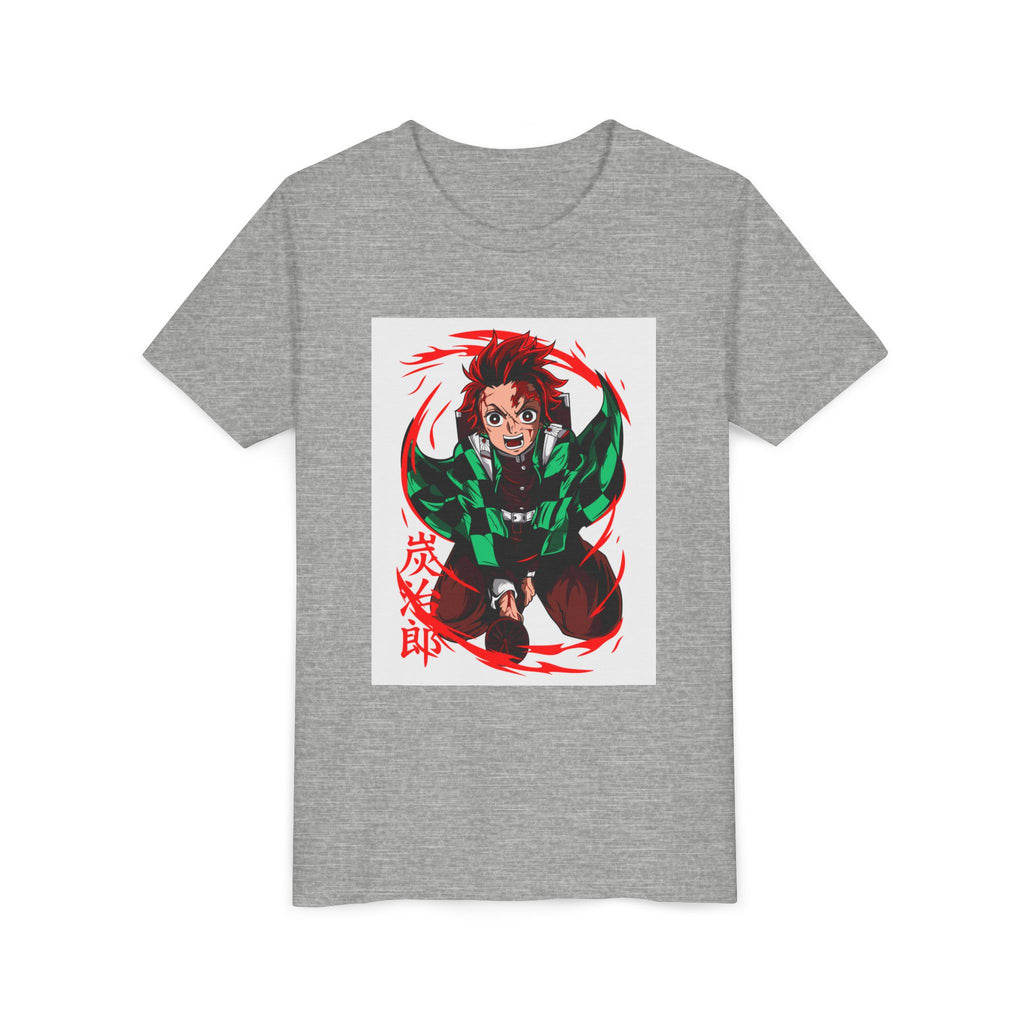 Youth Anime Character Tee — Action Pose Graphic Short Sleeve Shirt