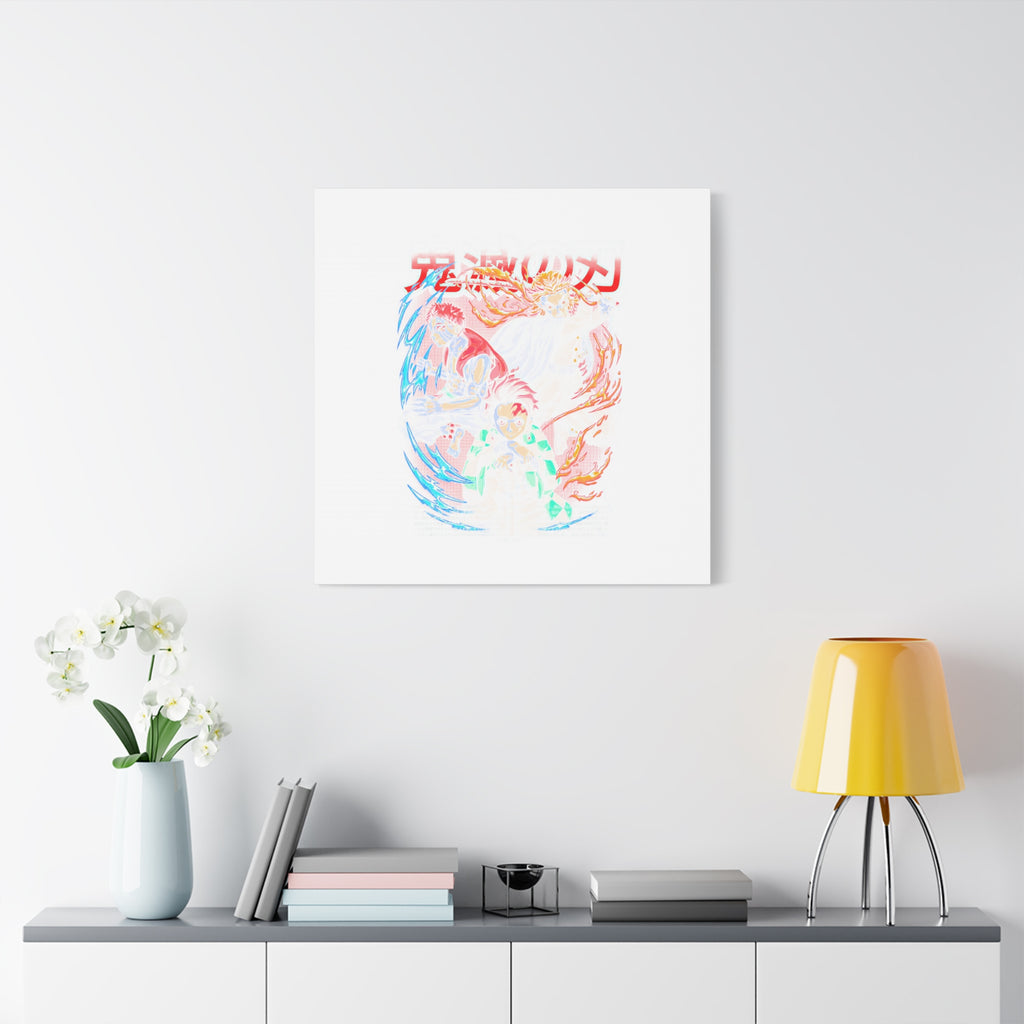 Anime Canvas Wall Art — Demon Slayer Tanjiro & Rengoku Matte Stretched Print