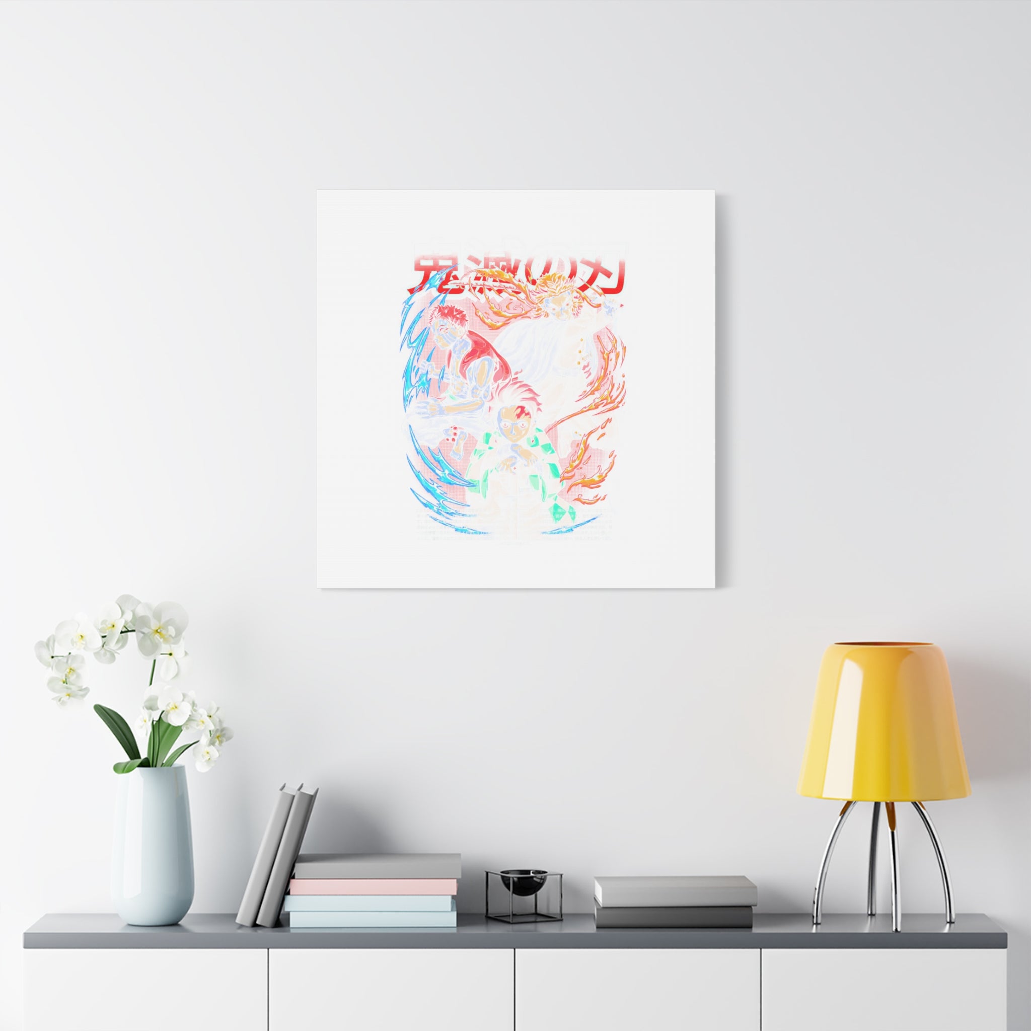 Anime Canvas Wall Art — Demon Slayer Tanjiro & Rengoku Matte Stretched Print