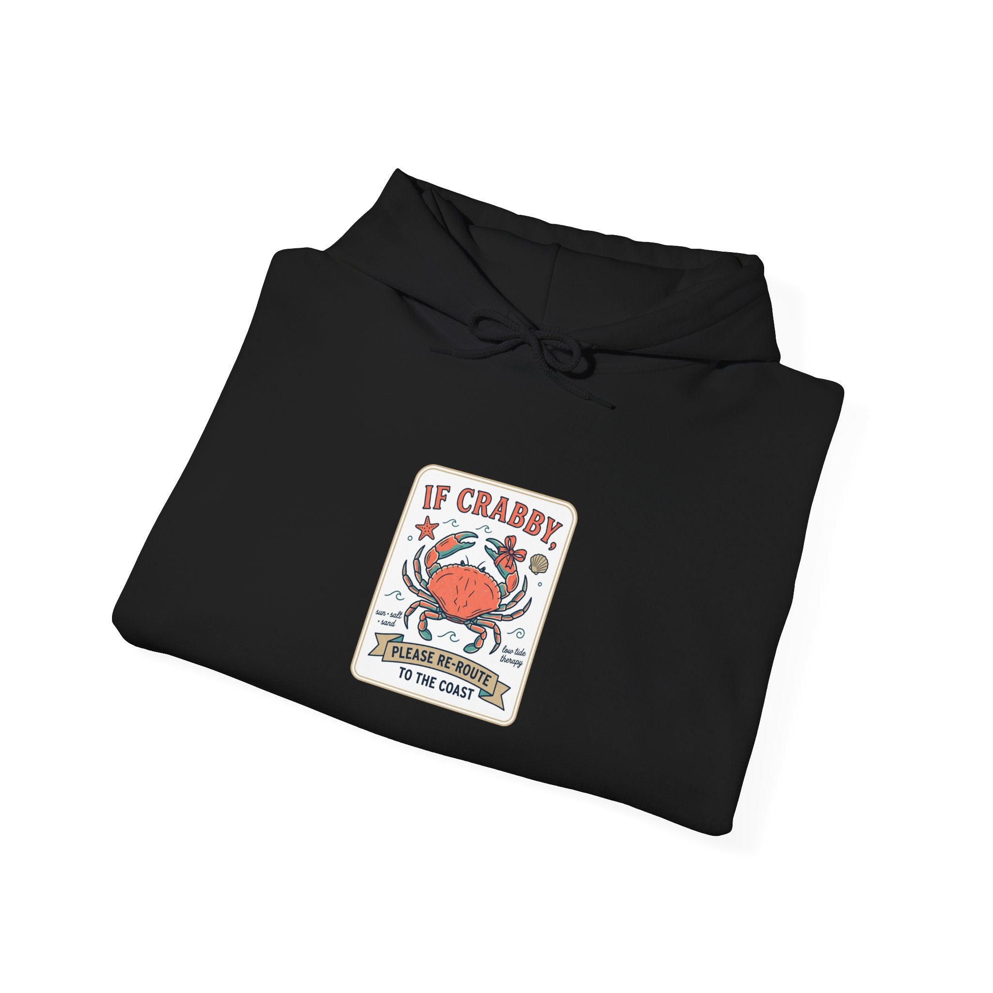 Crabby Coastal Illustration Hoodie | Cute Grumpy Crab, Summer Beach Humor