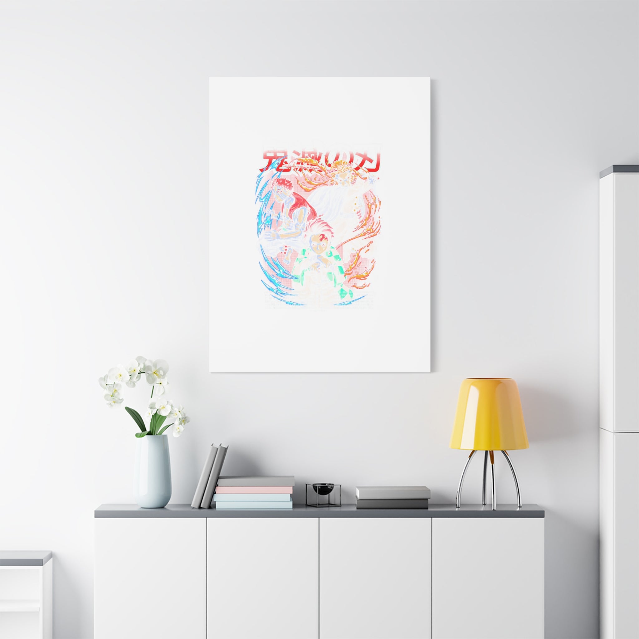 Anime Canvas Wall Art — Demon Slayer Tanjiro & Rengoku Matte Stretched Print