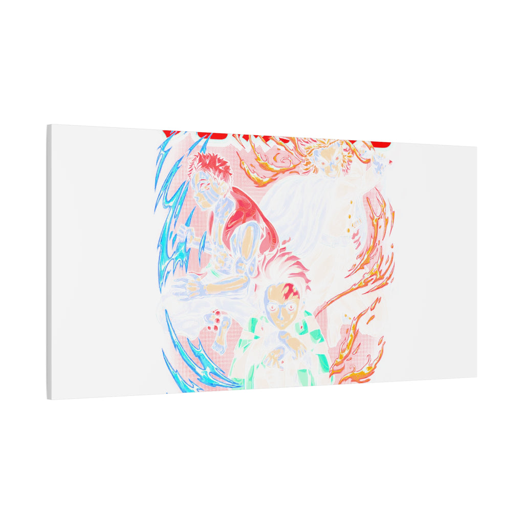 Anime Canvas Wall Art — Demon Slayer Tanjiro & Rengoku Matte Stretched Print