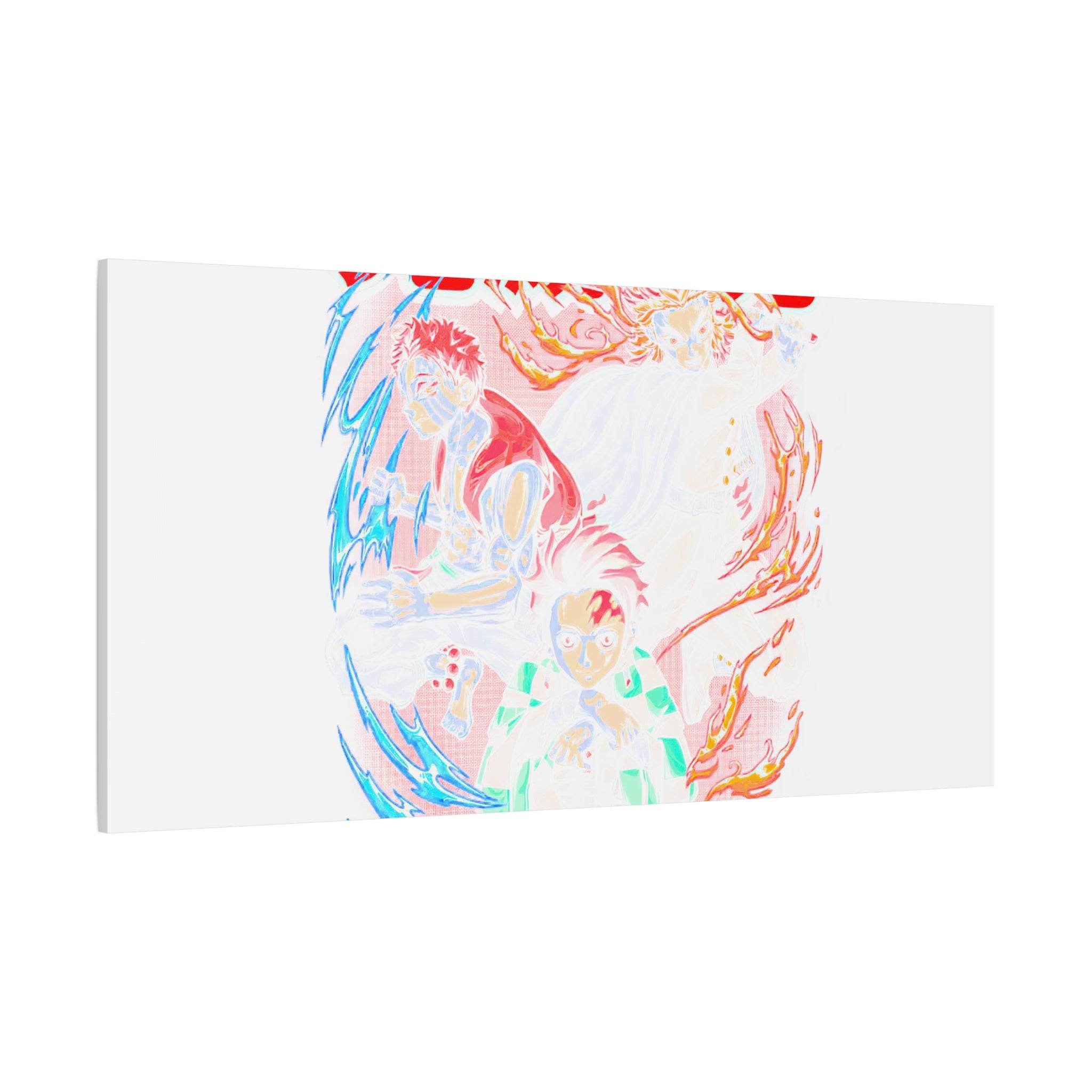 Anime Canvas Wall Art — Demon Slayer Tanjiro & Rengoku Matte Stretched Print