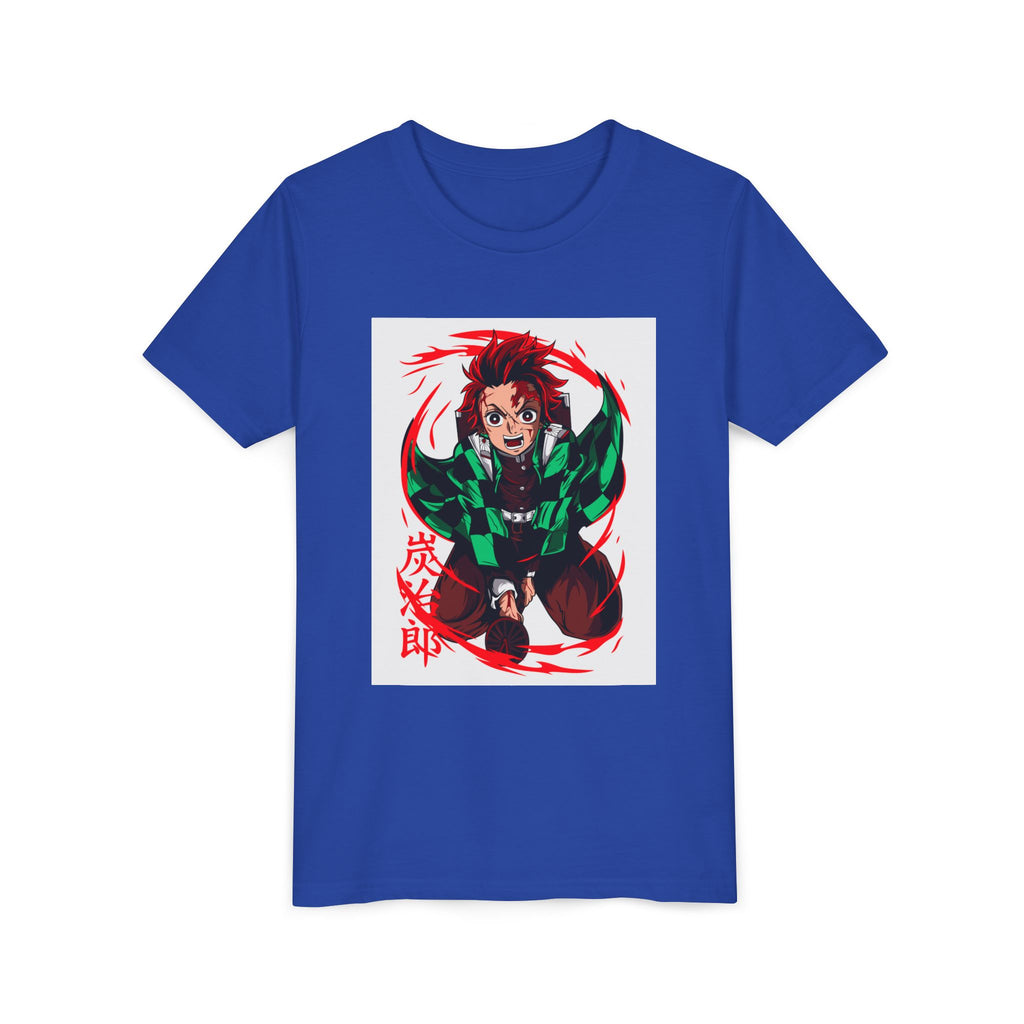 Youth Anime Character Tee — Action Pose Graphic Short Sleeve Shirt
