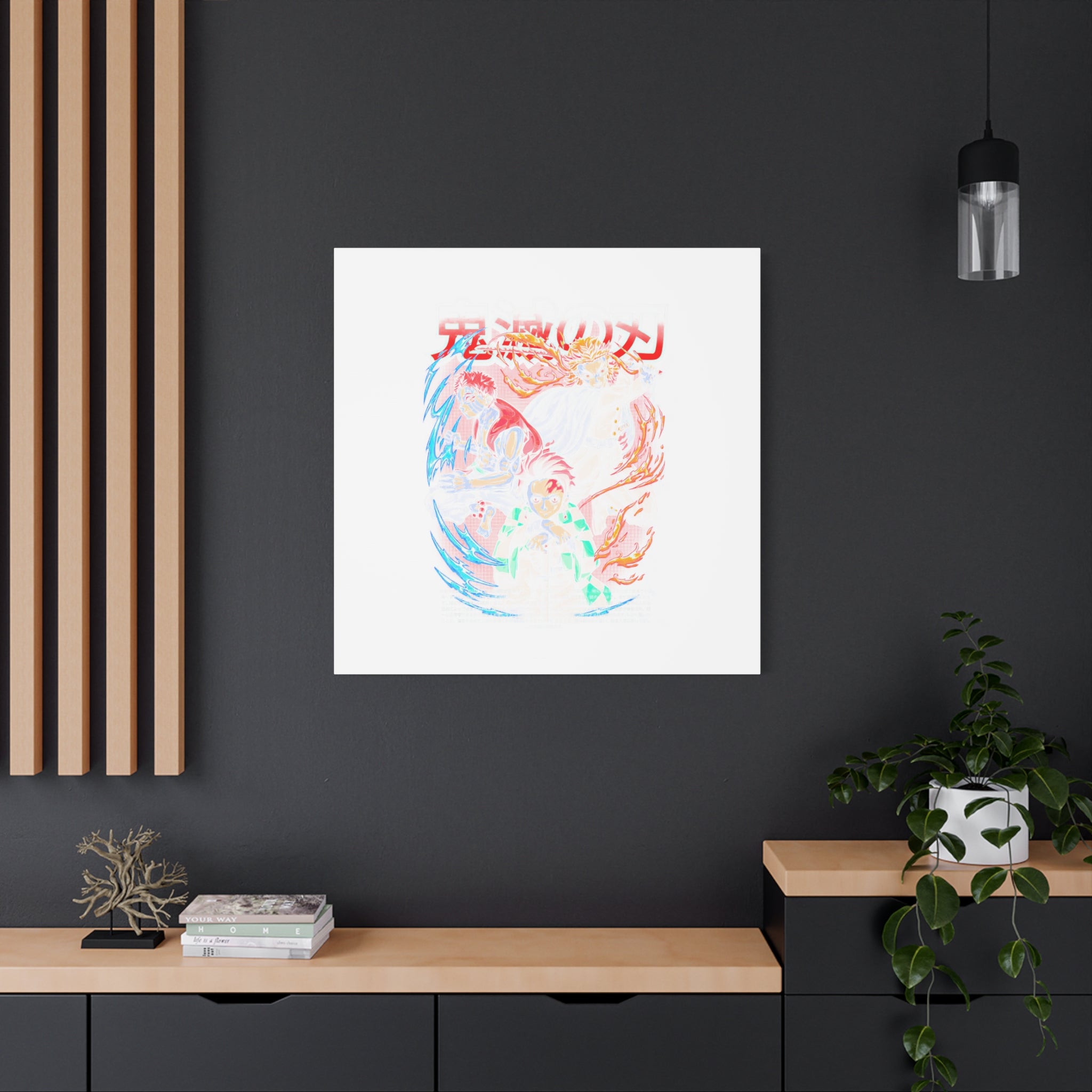 Anime Canvas Wall Art — Demon Slayer Tanjiro & Rengoku Matte Stretched Print