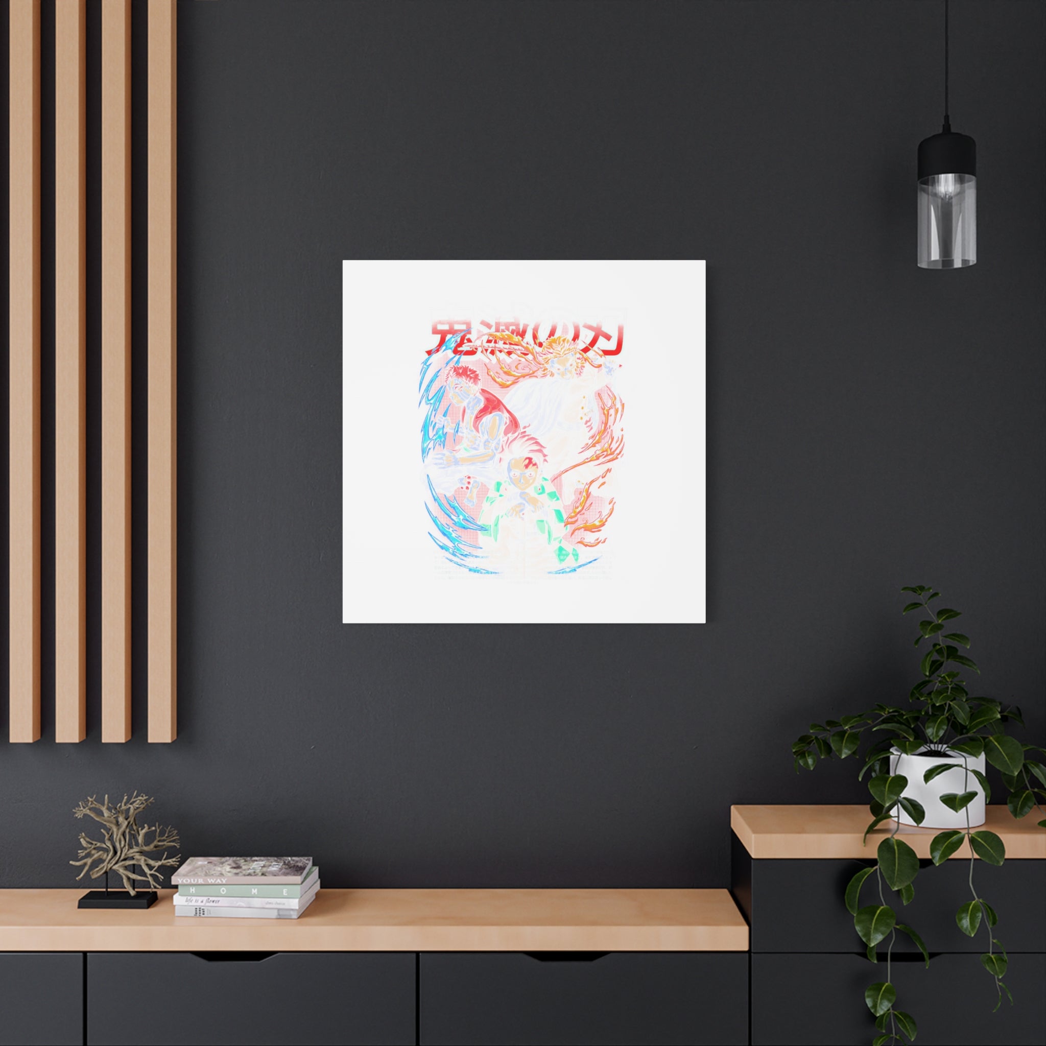 Anime Canvas Wall Art — Demon Slayer Tanjiro & Rengoku Matte Stretched Print