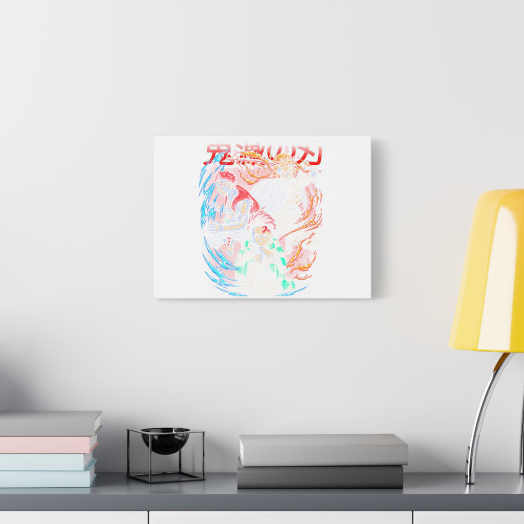 Anime Canvas Wall Art — Demon Slayer Tanjiro & Rengoku Matte Stretched Print