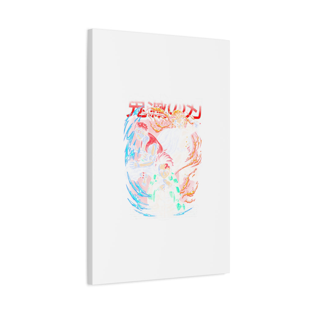 Anime Canvas Wall Art — Demon Slayer Tanjiro & Rengoku Matte Stretched Print