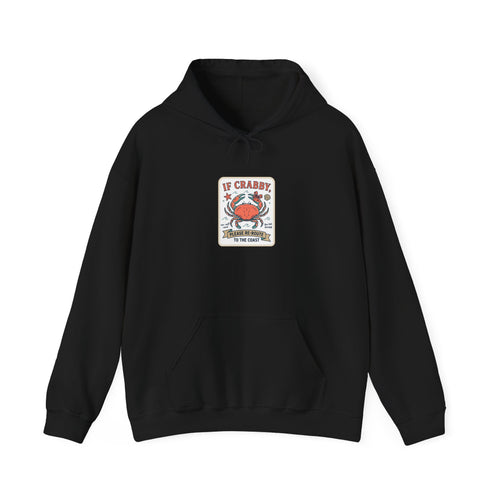Crabby Coastal Illustration Hoodie | Cute Grumpy Crab, Summer Beach Humor