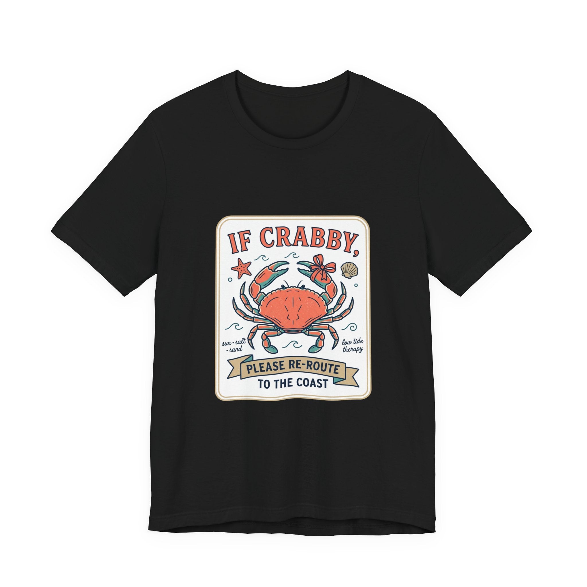 If Crabby Please Re-Route to the Coast T-Shirt | Crab Humor, Coastal Summer