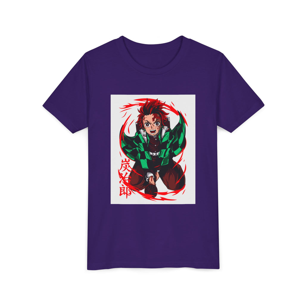 Youth Anime Character Tee — Action Pose Graphic Short Sleeve Shirt