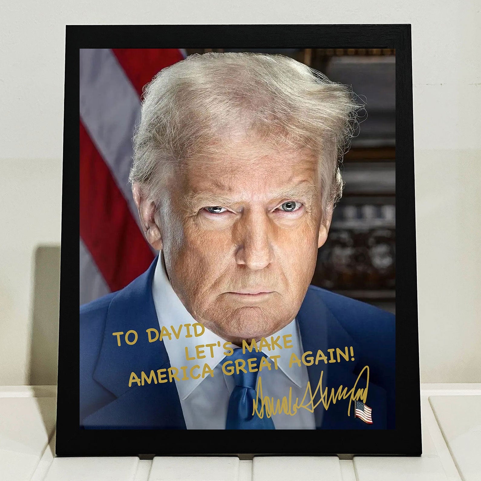 President Donald Trump Autographed Picture | Donald Trump Homage Picture | Donald Trump Fan Picture Frame C922 - GOP