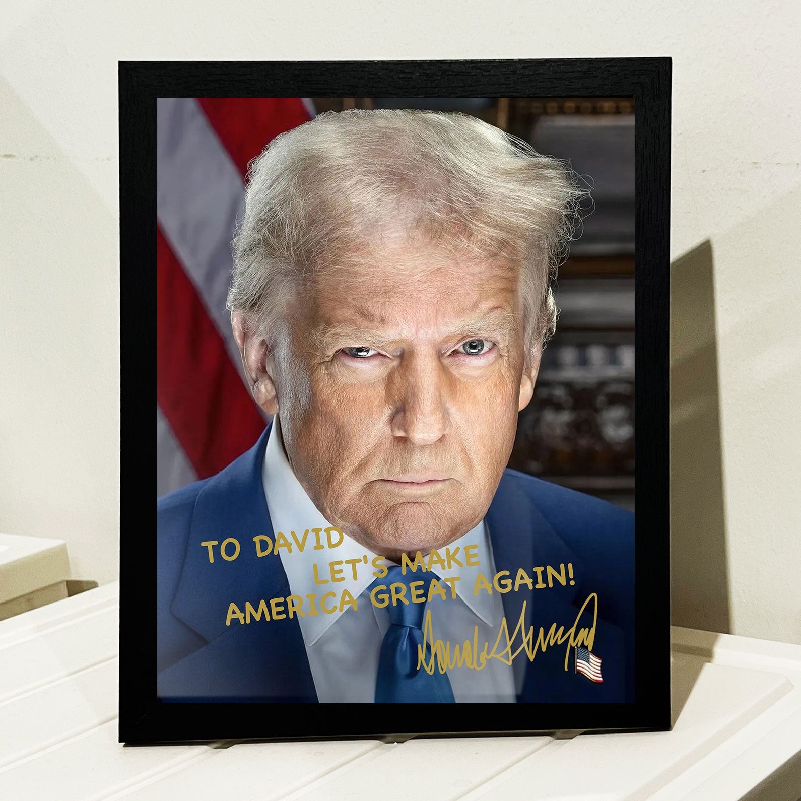President Donald Trump Official Portrait 2025 | President Donald Trump Autographed Picture | Donald Trump Fan Picture Frame C922 - GOP
