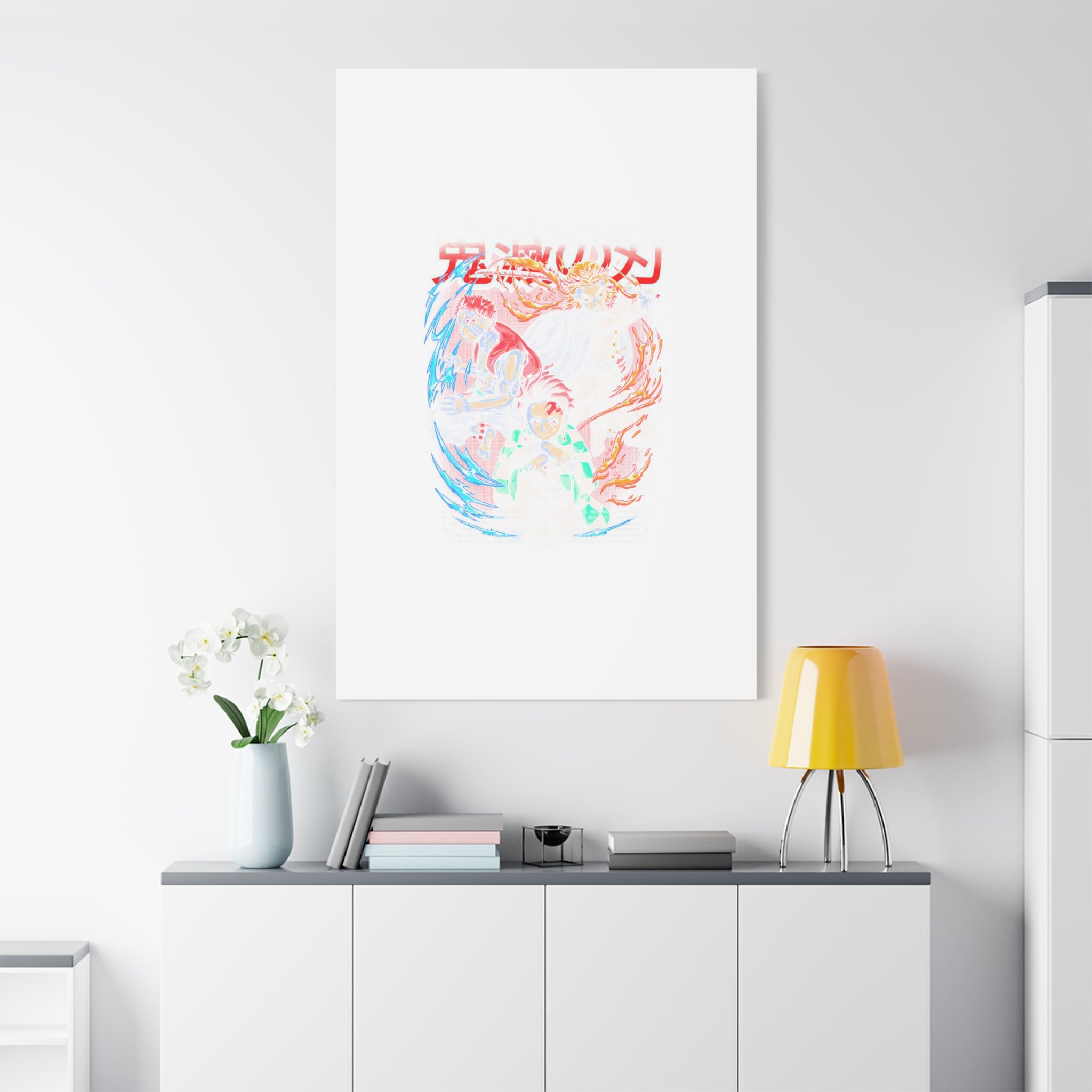 Anime Canvas Wall Art — Demon Slayer Tanjiro & Rengoku Matte Stretched Print
