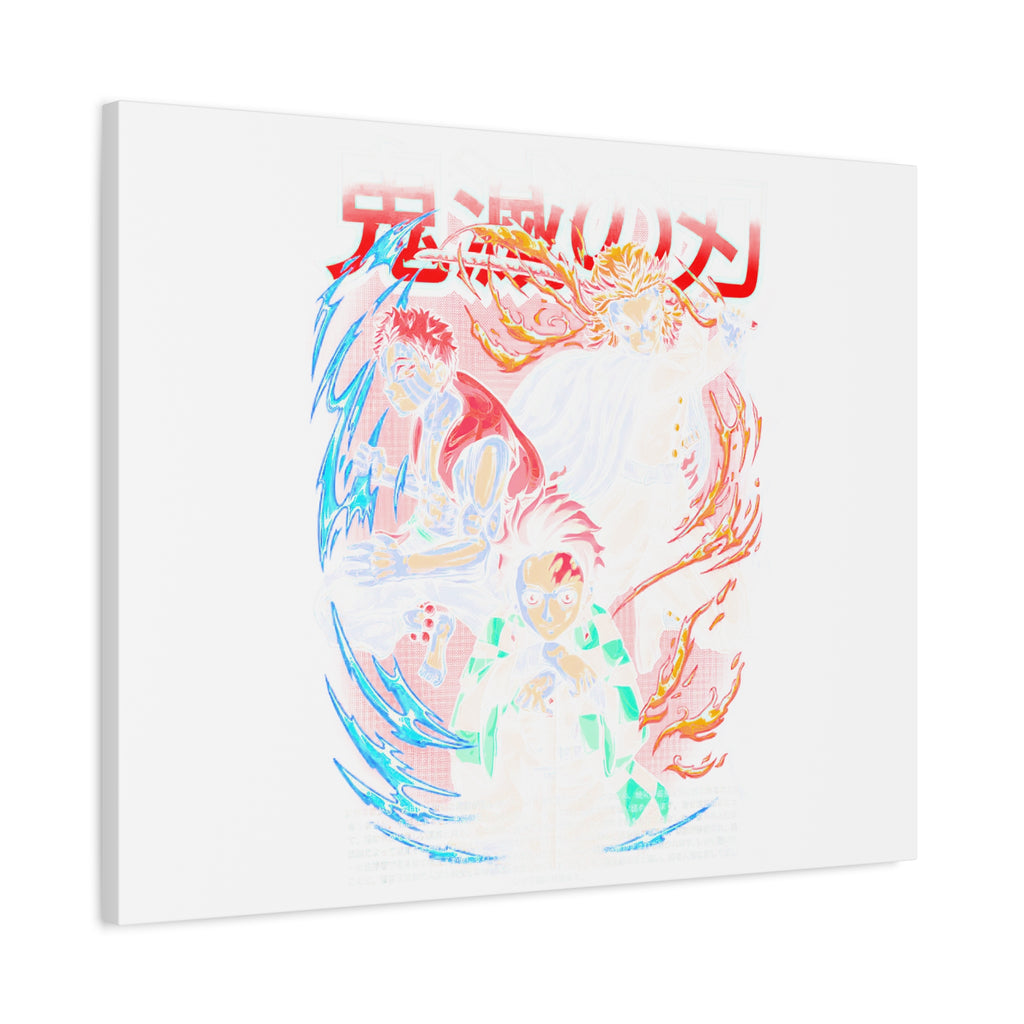 Anime Canvas Wall Art — Demon Slayer Tanjiro & Rengoku Matte Stretched Print