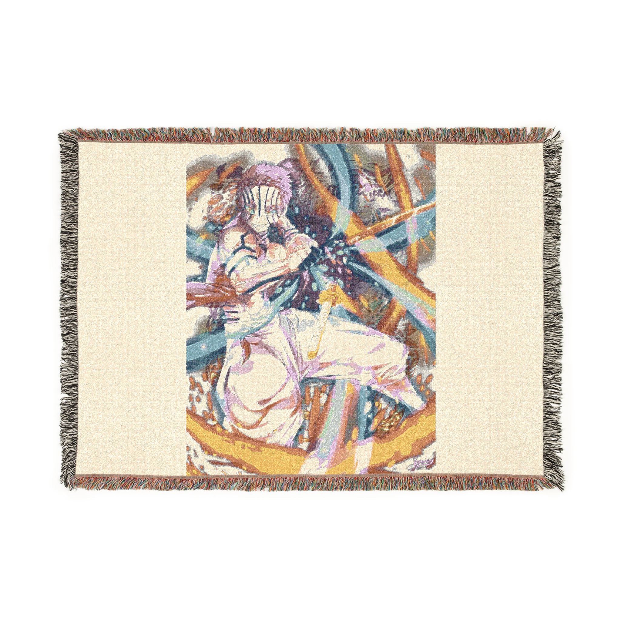 Woven Blanket — Retro Anime Pilot Illustration Throw